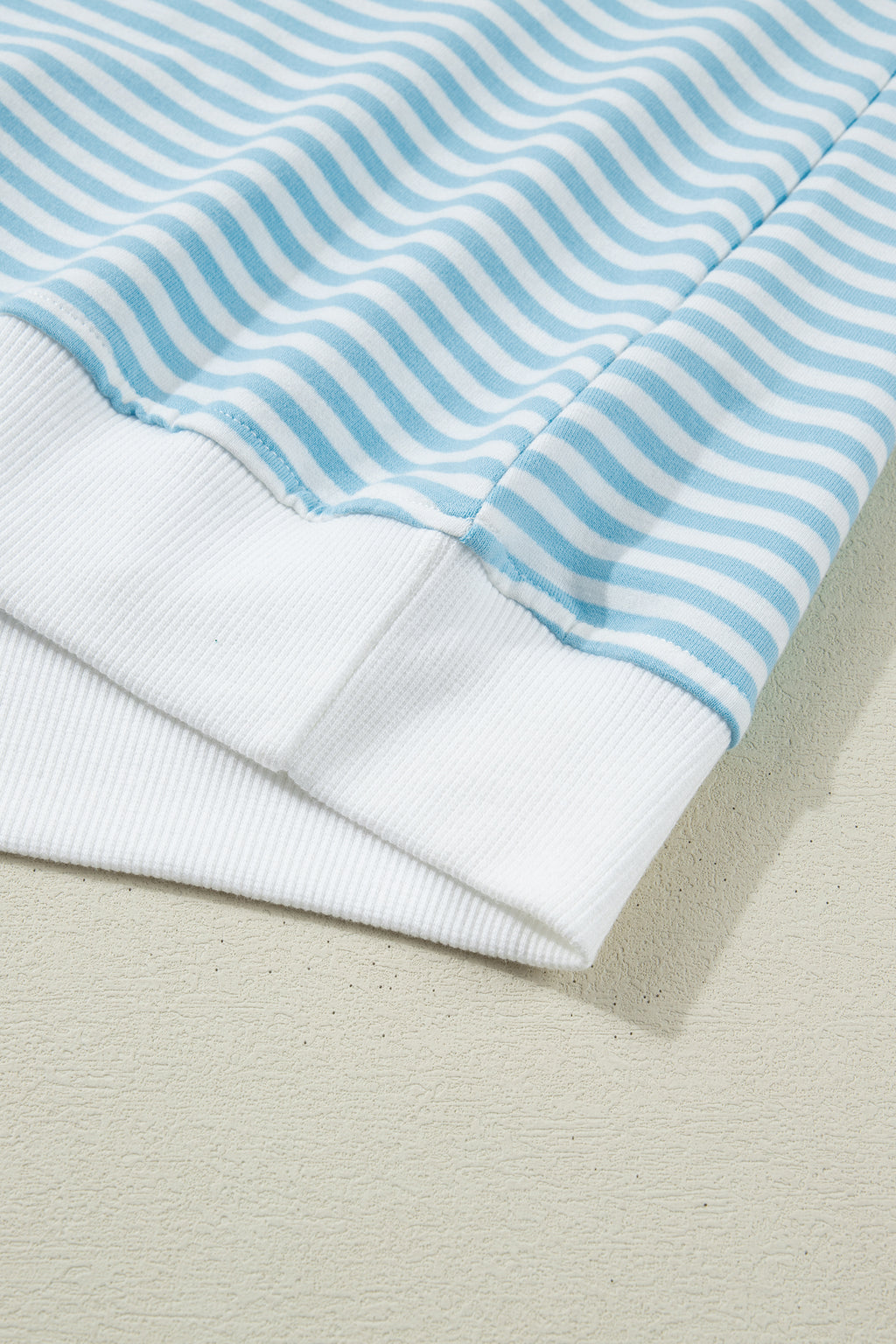 Striped Cuffed Sleeve Mock Neck Tee & Shorts Co-ord | Sky Blue, Pink & Green