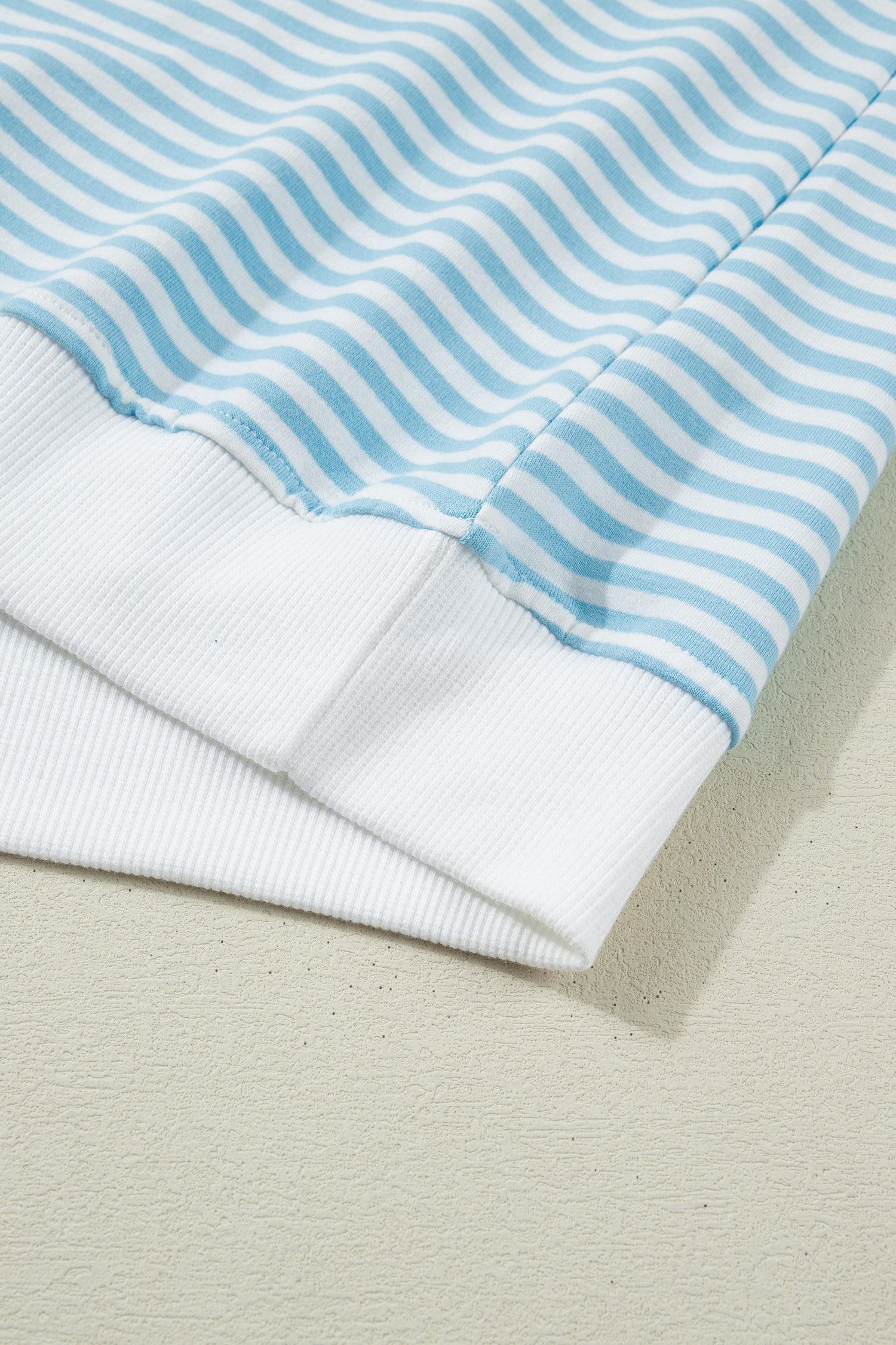 Striped Cuffed Sleeve Mock Neck Tee & Shorts Co-ord | Sky Blue, Pink & Green