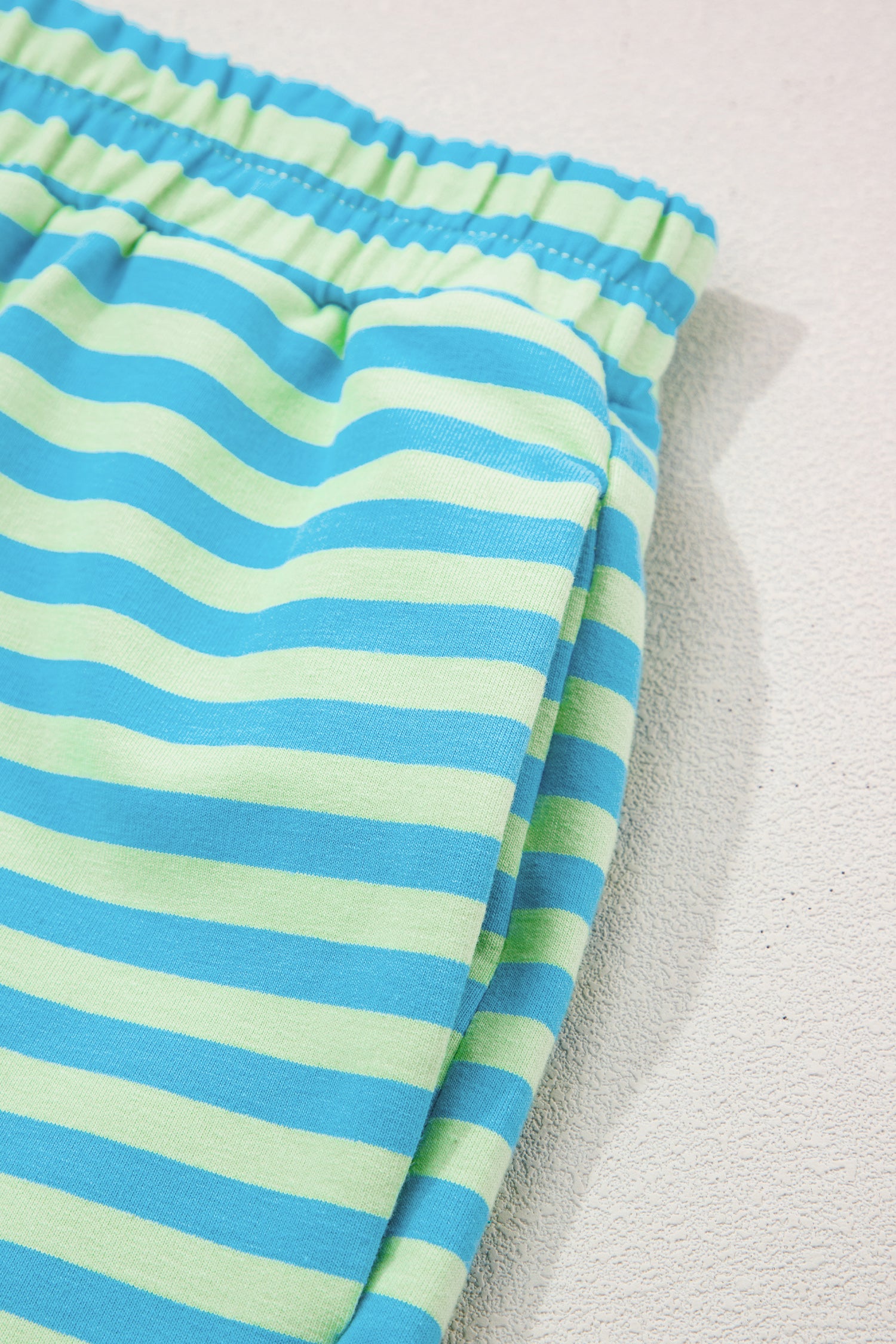 Stripe Colour Block Long Sleeve Pullover & Shorts Set | Pink, Yellow & Green Stripe