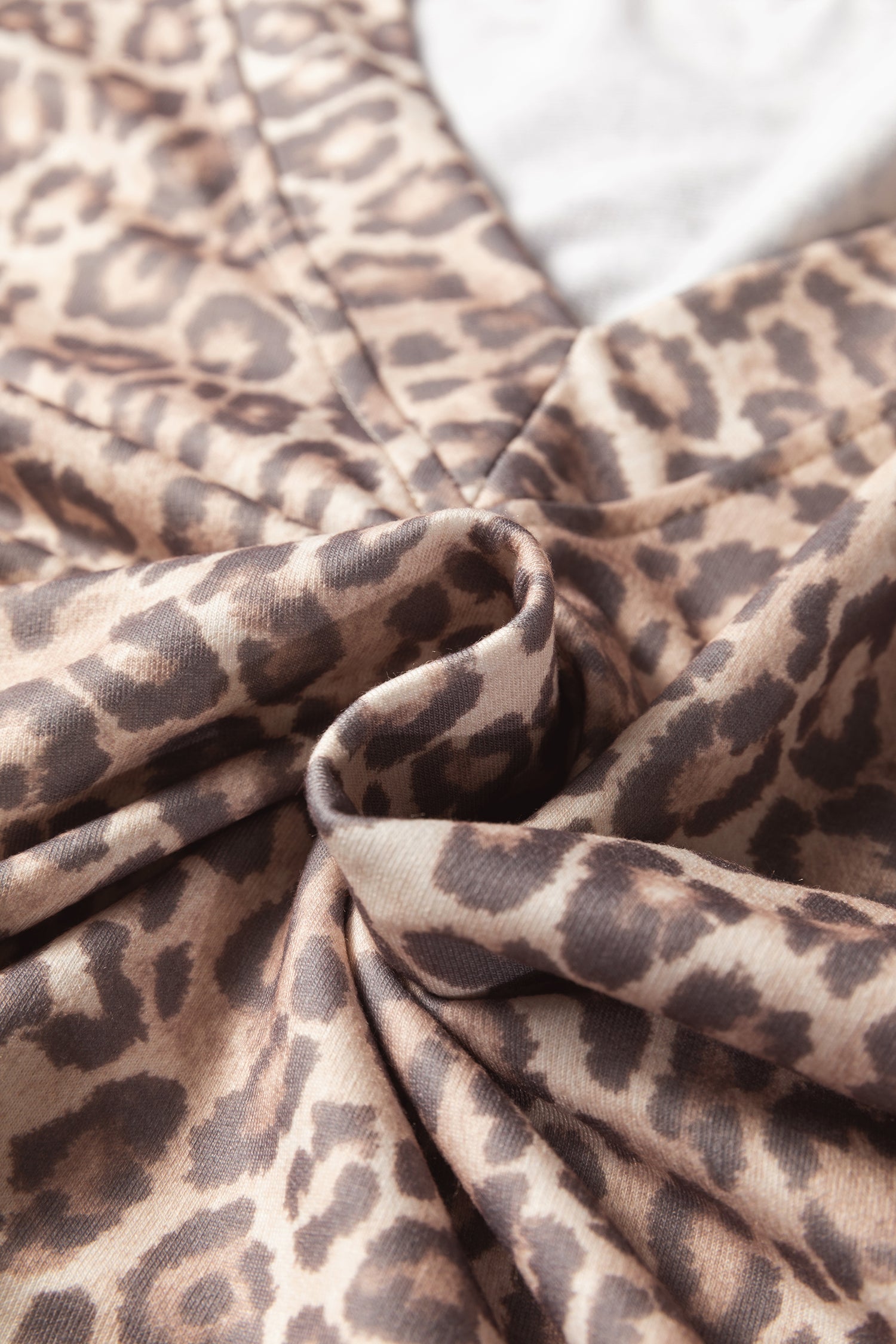 Women's Beige Leopard Print V-Neck Pullover & Mini Skirt Set Women's S-XL at LivelyLooks