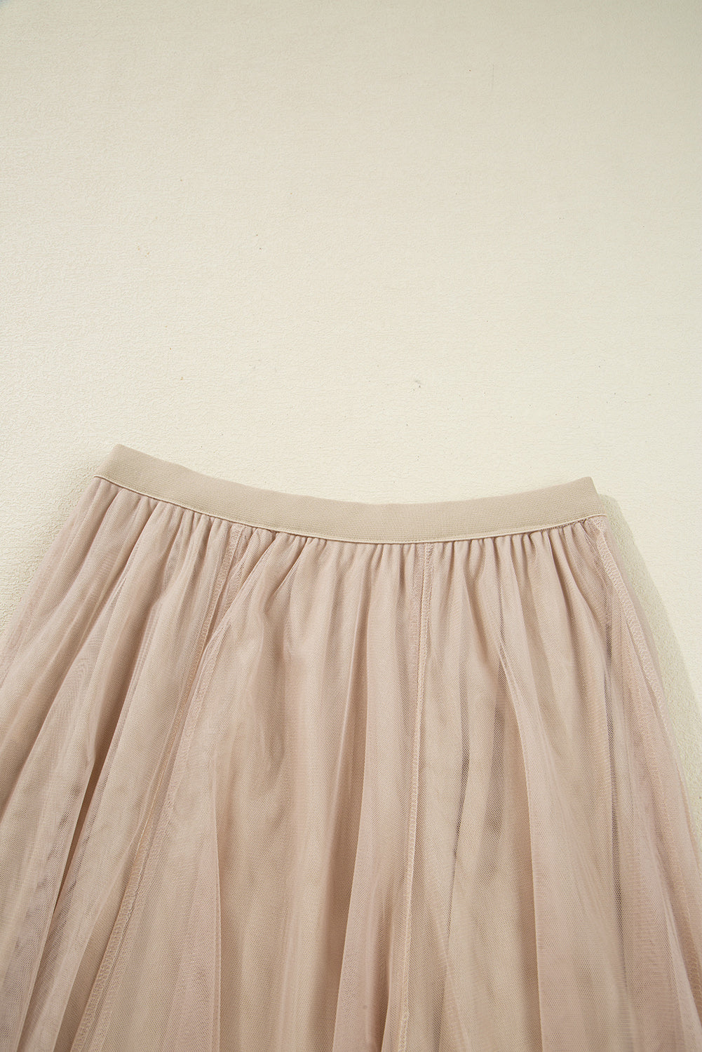 Women's Women's Tulle Flared Midi Skirt Layered Mesh Overlay Green Beige S-XL at LivelyLooks