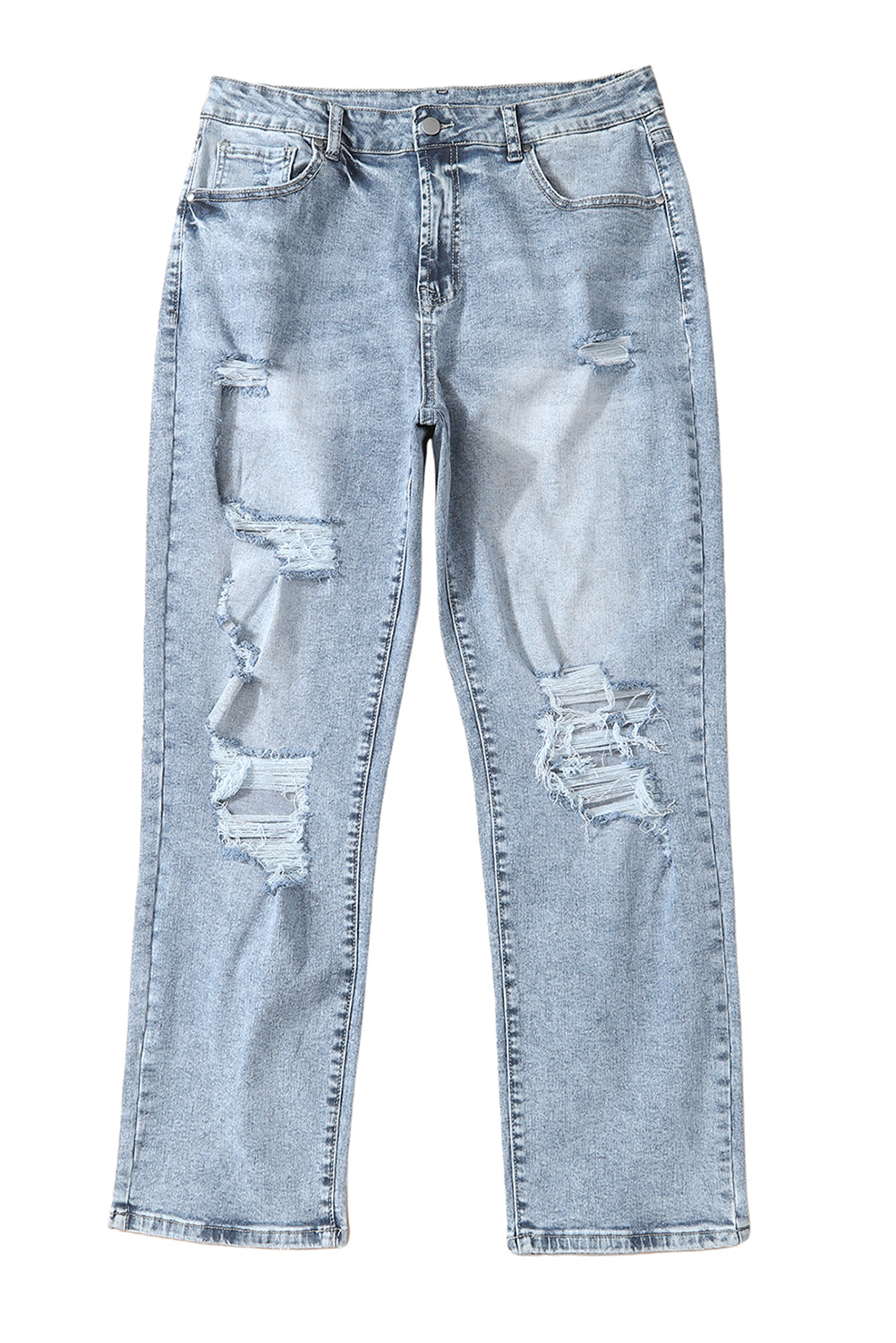 Women's Women's Light Wash Slim Fit Jeans Frayed Hem High Waist Sizes 6-16 at LivelyLooks