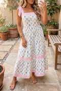 Floral Print Knot Strap A-Line Maxi Dress | Multicolour