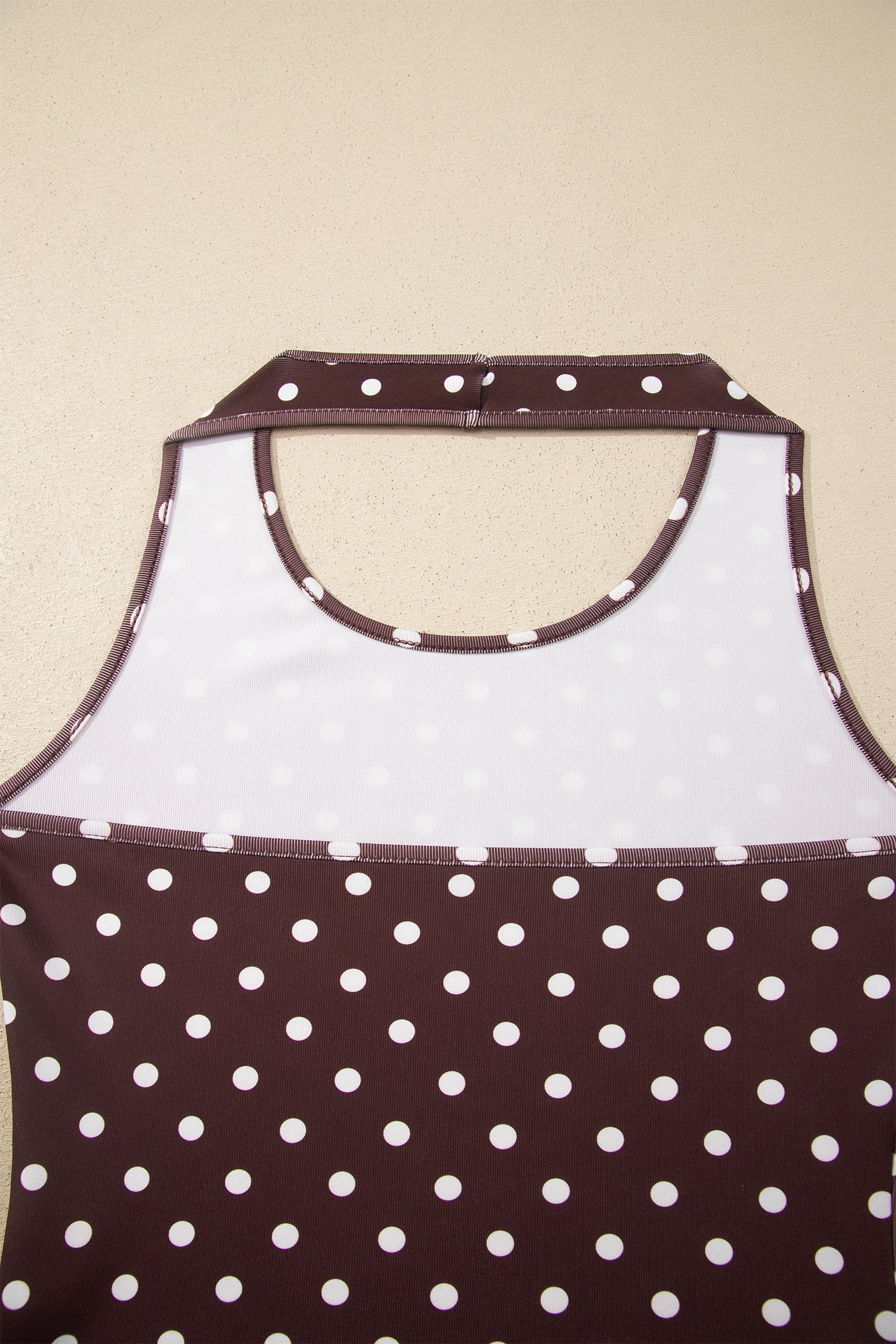Polka Dot Halter Co-ord Short Set Drawstring Elastic Waist | Brown & Pink
