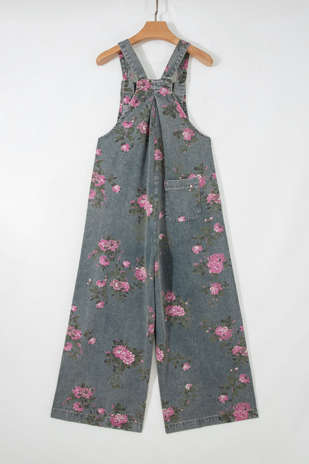 LivelyLooks Floral Print Pleated High Waist Wide Leg Denim Jumpsuit | S-XL women's fashion
