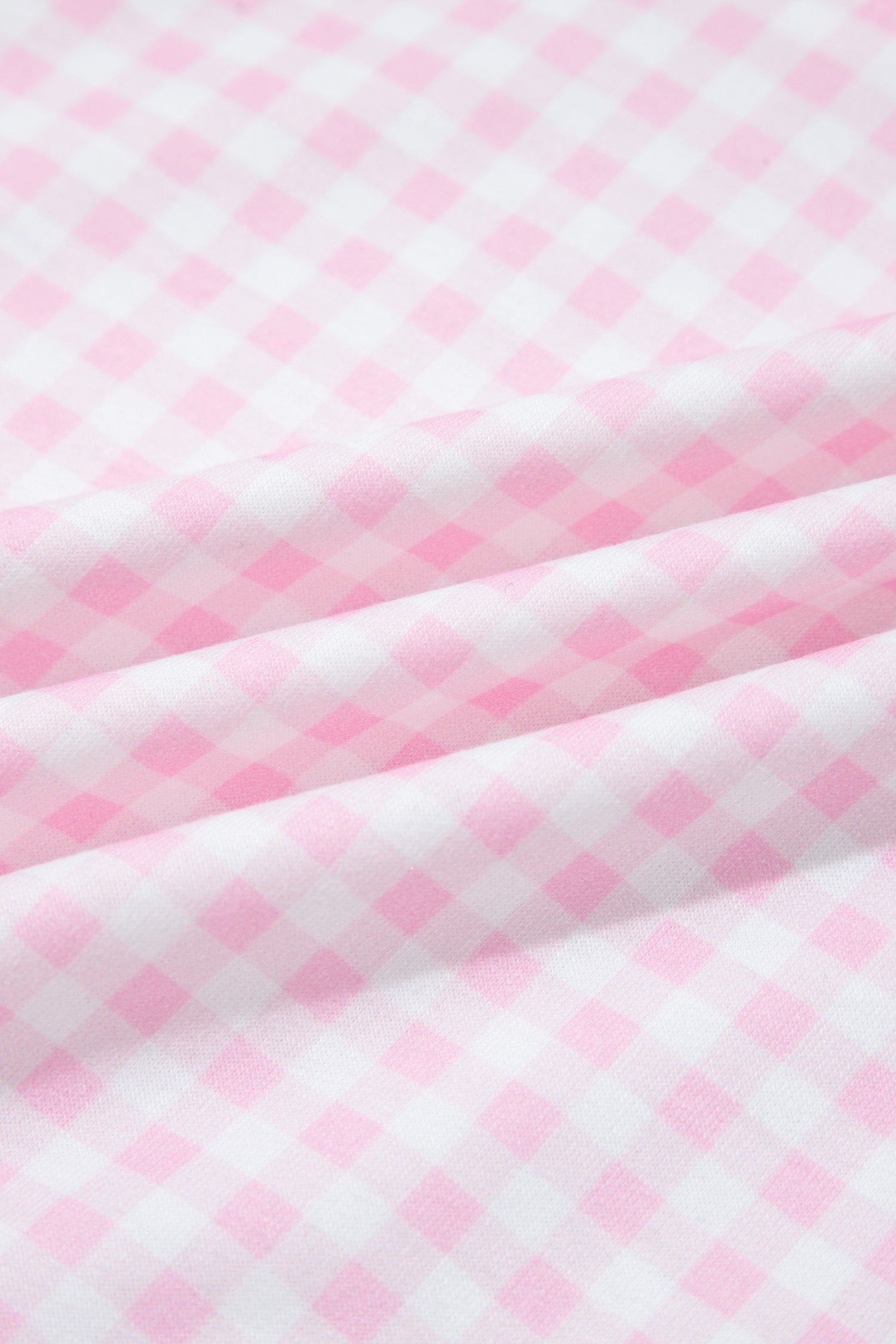 Pink Plaid Two Piece Short Set Zip Neck Sleeveless Top Elastic Waist Shorts S-XL