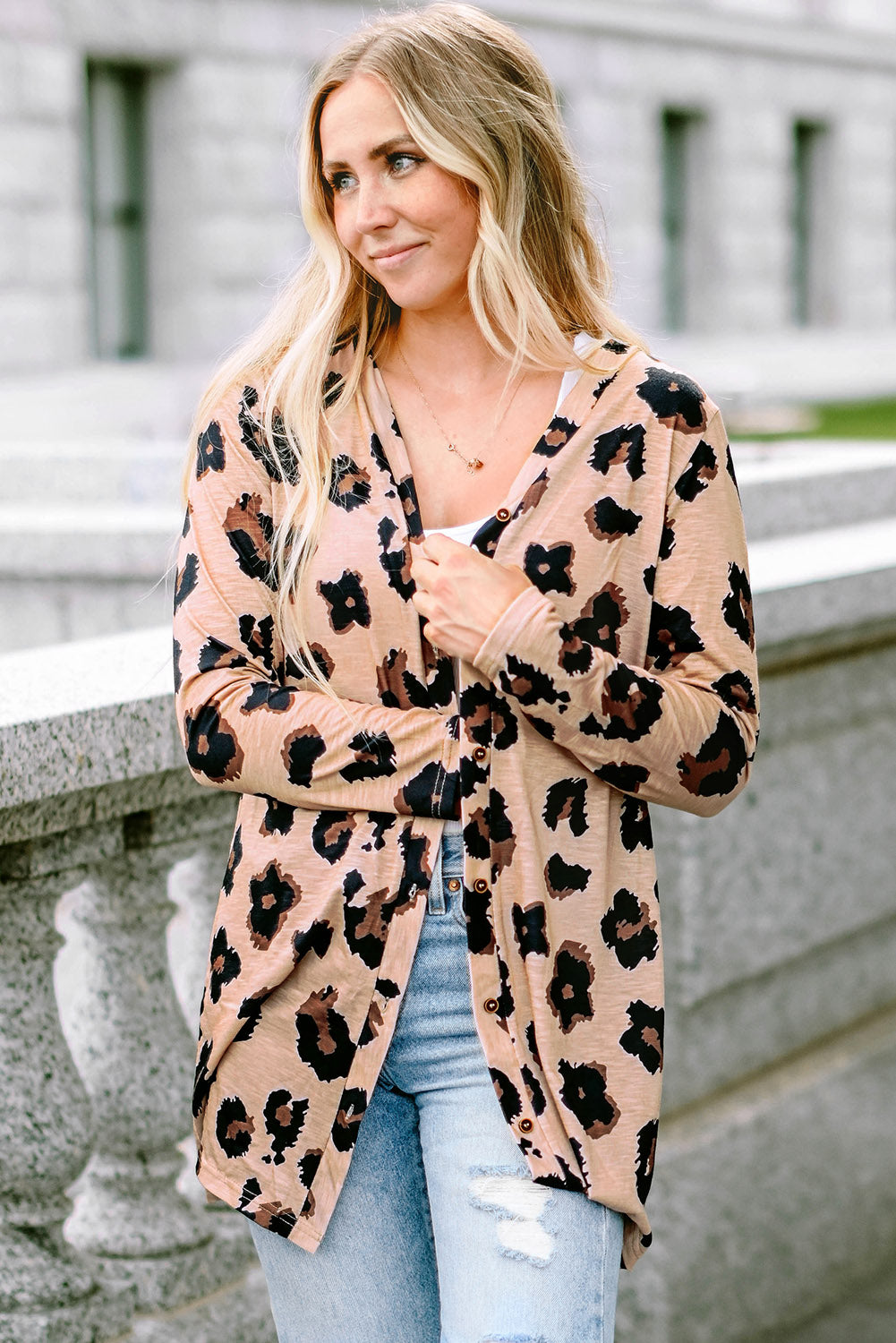 LivelyLooks Leopard Print Open Front Knit Cardigan S-2XL women's fashion