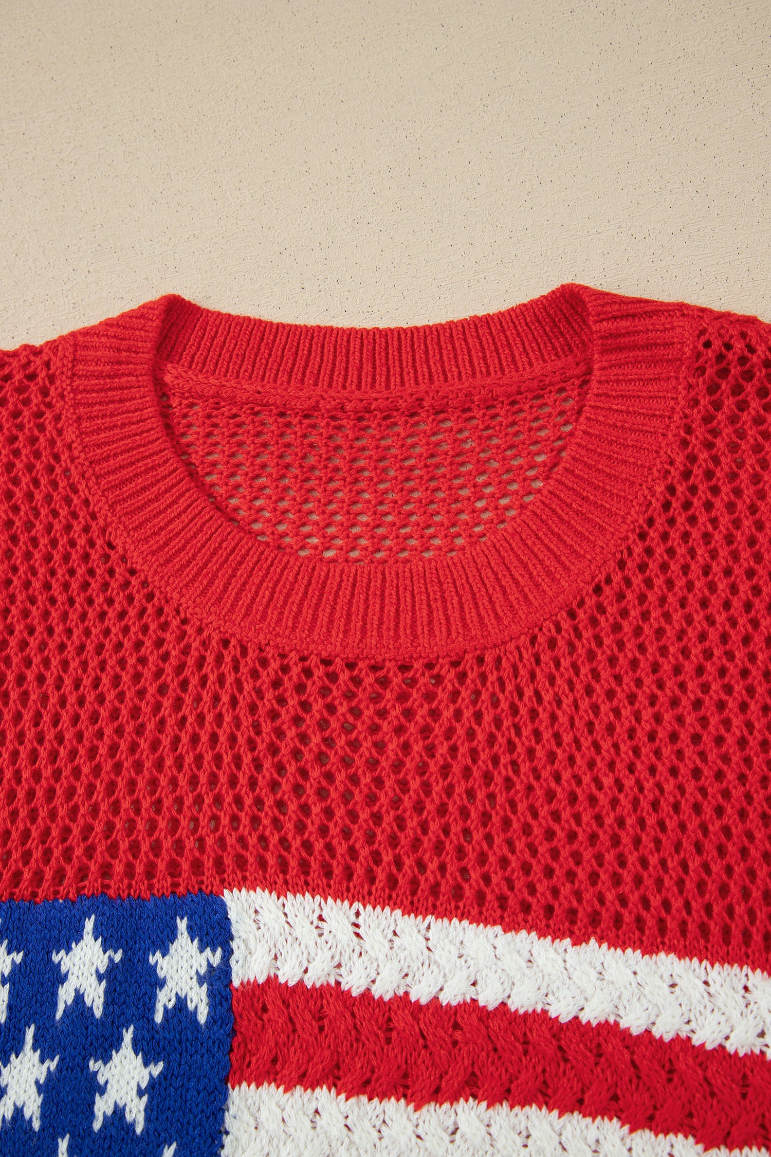 LivelyLooks Fiery Red Flag Graphic Short Sleeve Sweater Top women's fashion