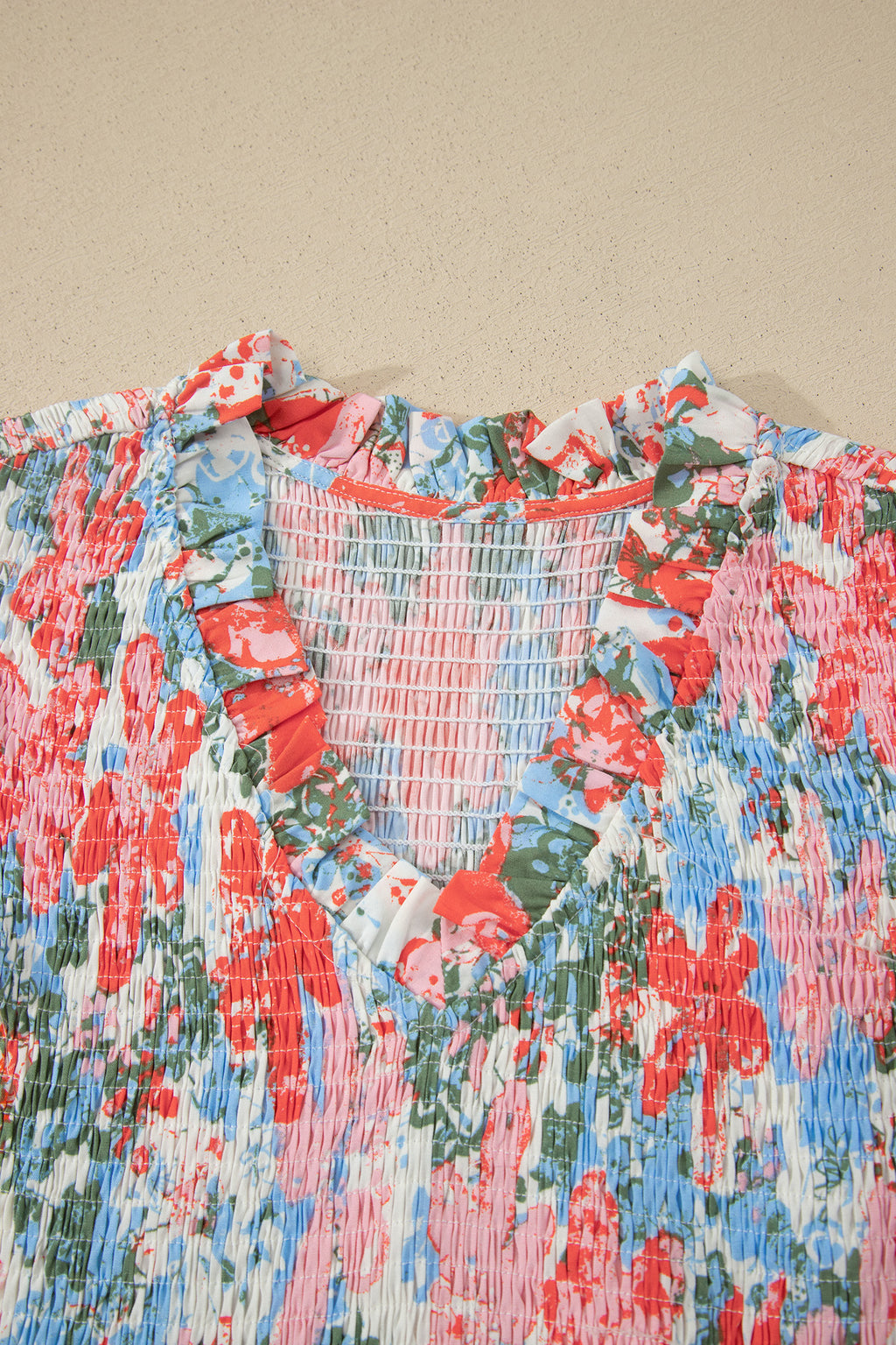 Apricot Floral Print Maxi Dress V Neck Flutter Sleeve Tiered Women S-XL