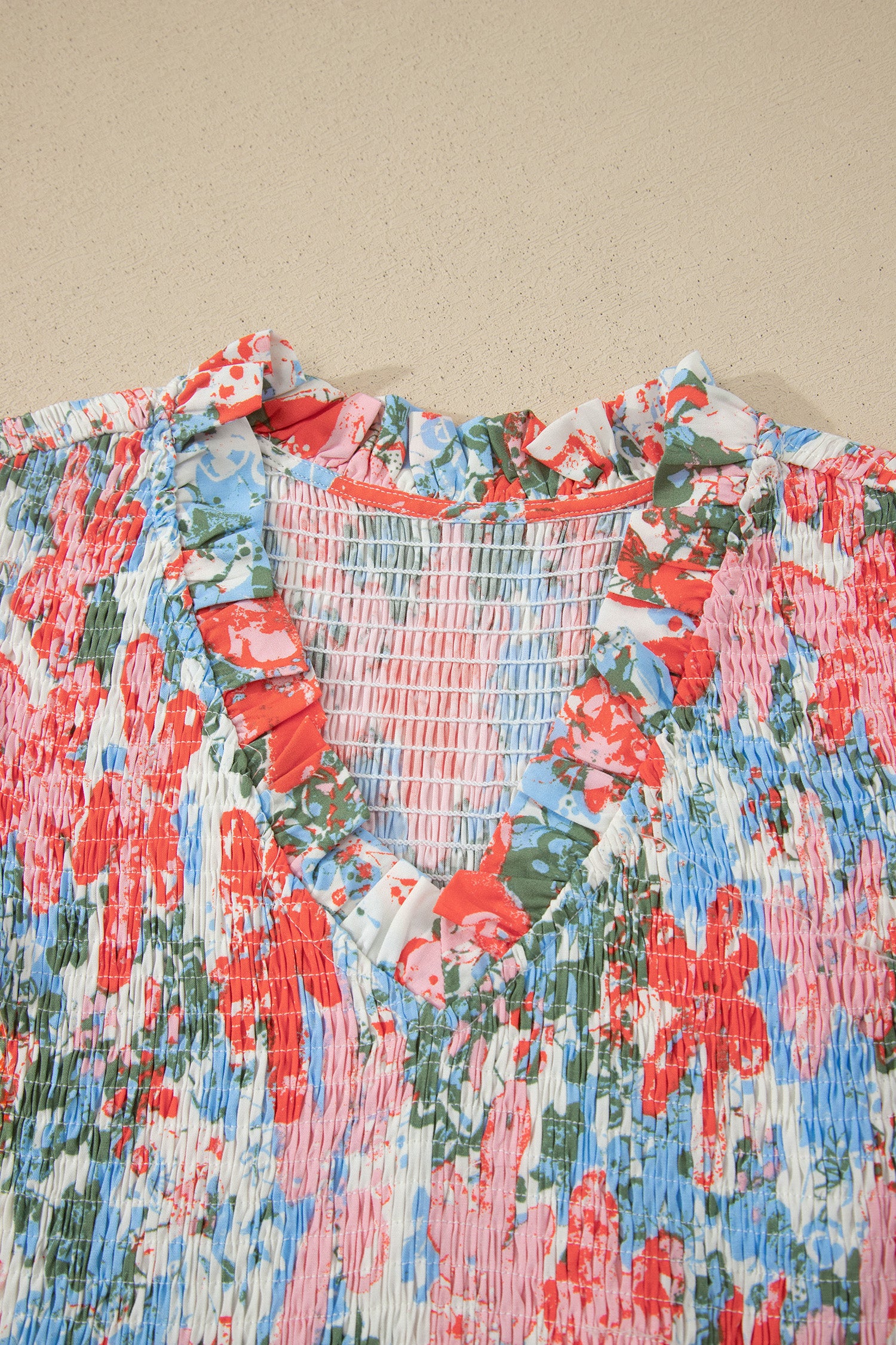 Apricot Floral Print Maxi Dress V Neck Flutter Sleeve Tiered Women S-XL