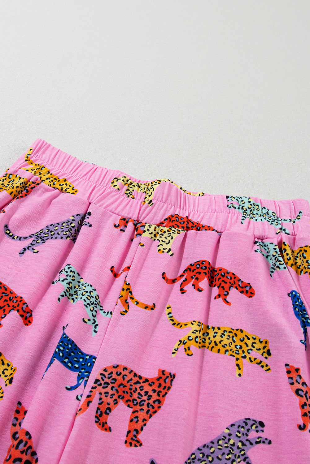 Pink Cheetah Print Pyjama Set | Shirt & Wide Leg Trousers