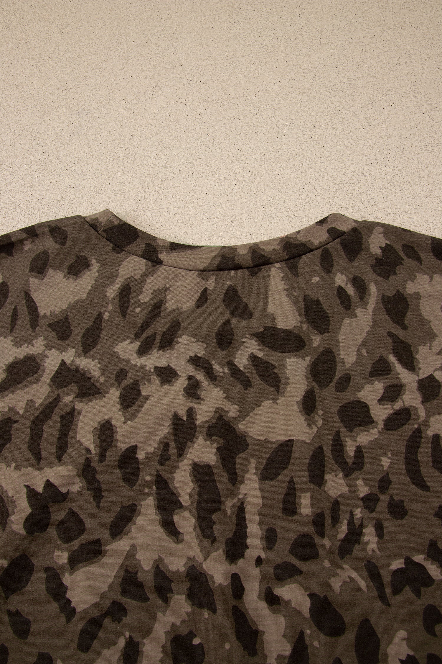 Leopard Print Raw Seam Pullover & Wide Leg Pant Set | Brown & Grey