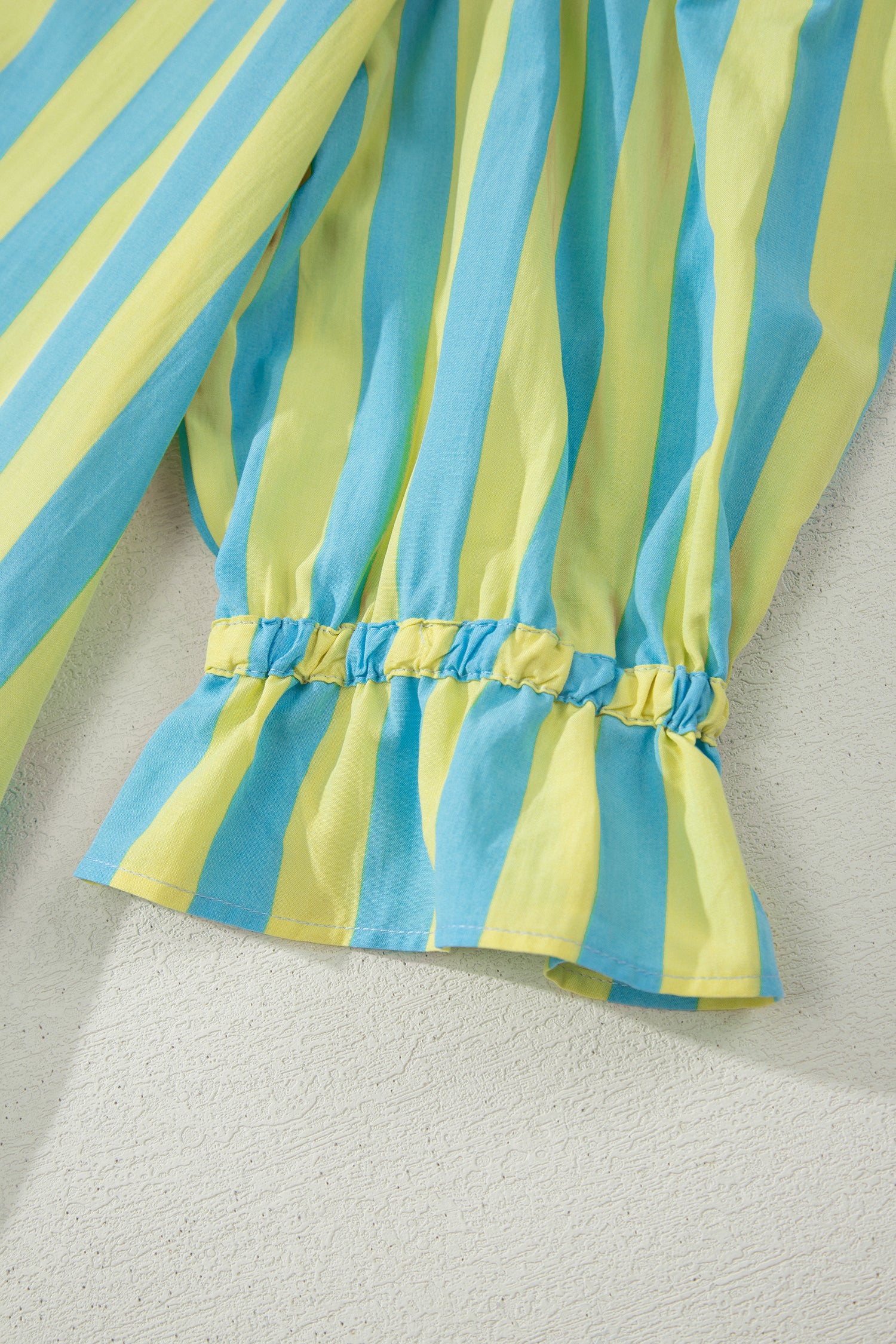 Striped Puff Sleeve Mini Dress | Half Button Loose Fit | Red & Yellow