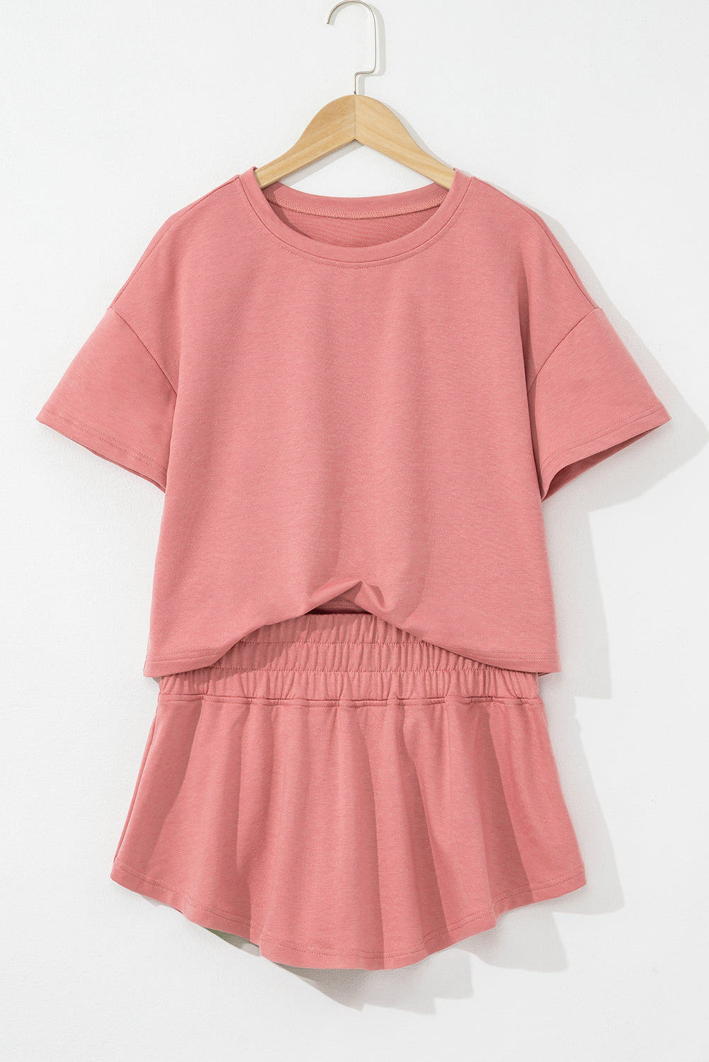 LivelyLooks Peach Cropped Tee & Ruffle High Waist Skort Set 2pcs S-XL women's fashion