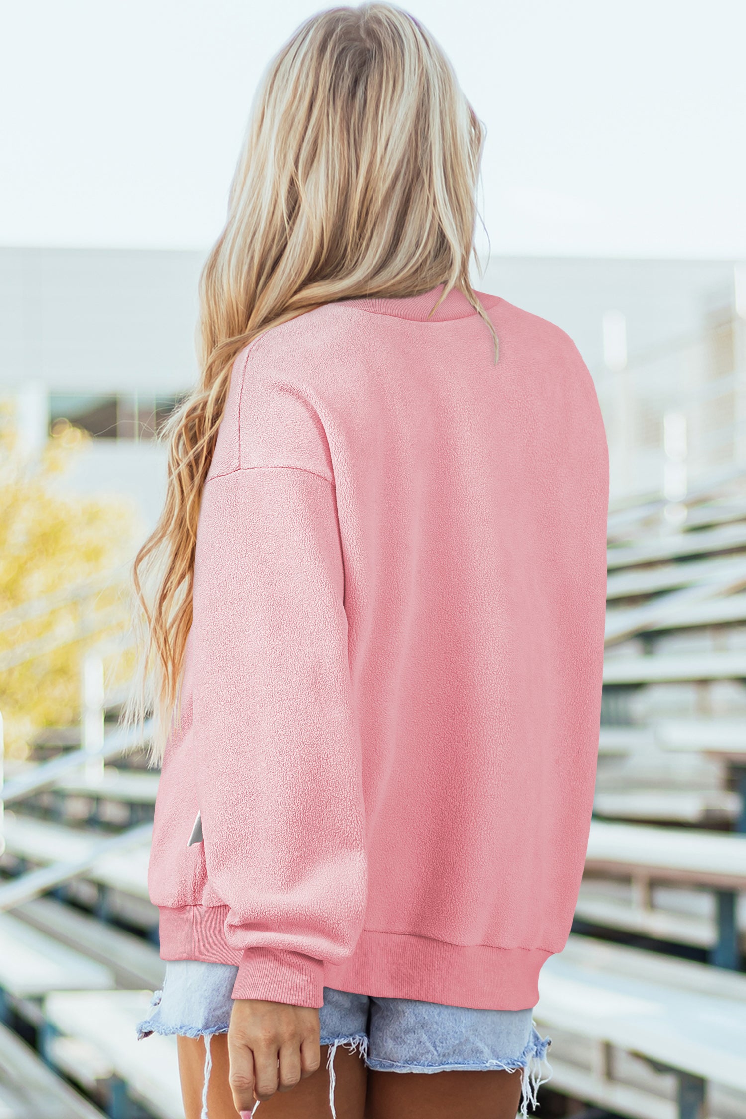 Carrot Oversized Reversible Sweatshirt Drop Shoulder Mock Neck Women S-XL
