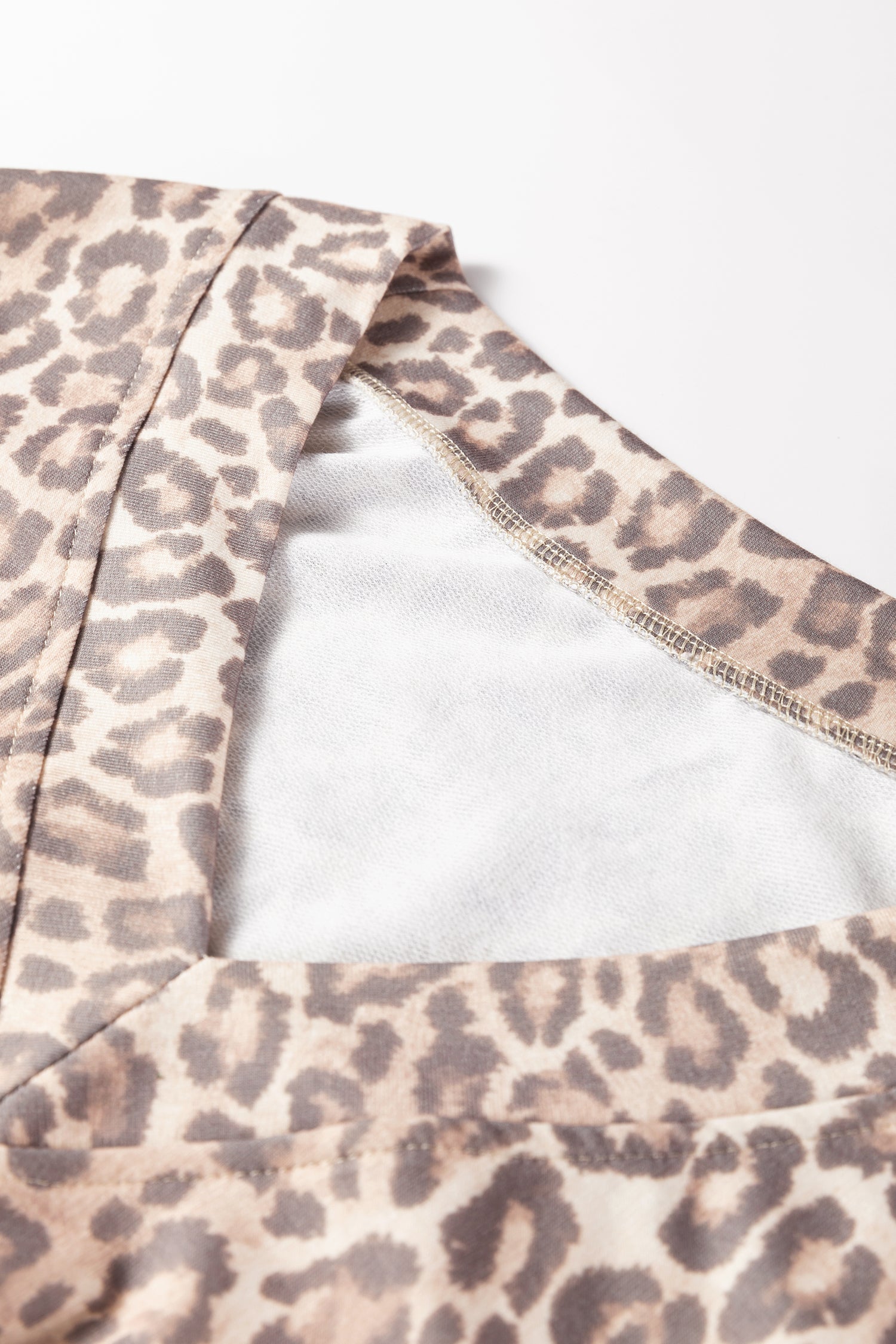 LivelyLooks Beige Leopard Print V-Neck Pullover & Mini Skirt Set Women's S-XL women's fashion