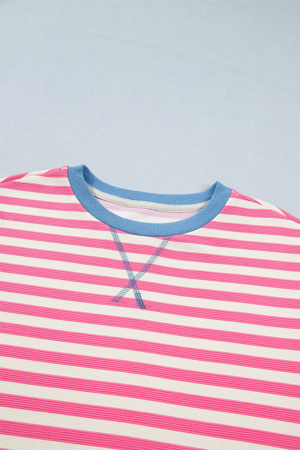 Women's Pink Stripe Patchwork Short Sleeve T-Shirt Shift Dress S-XL