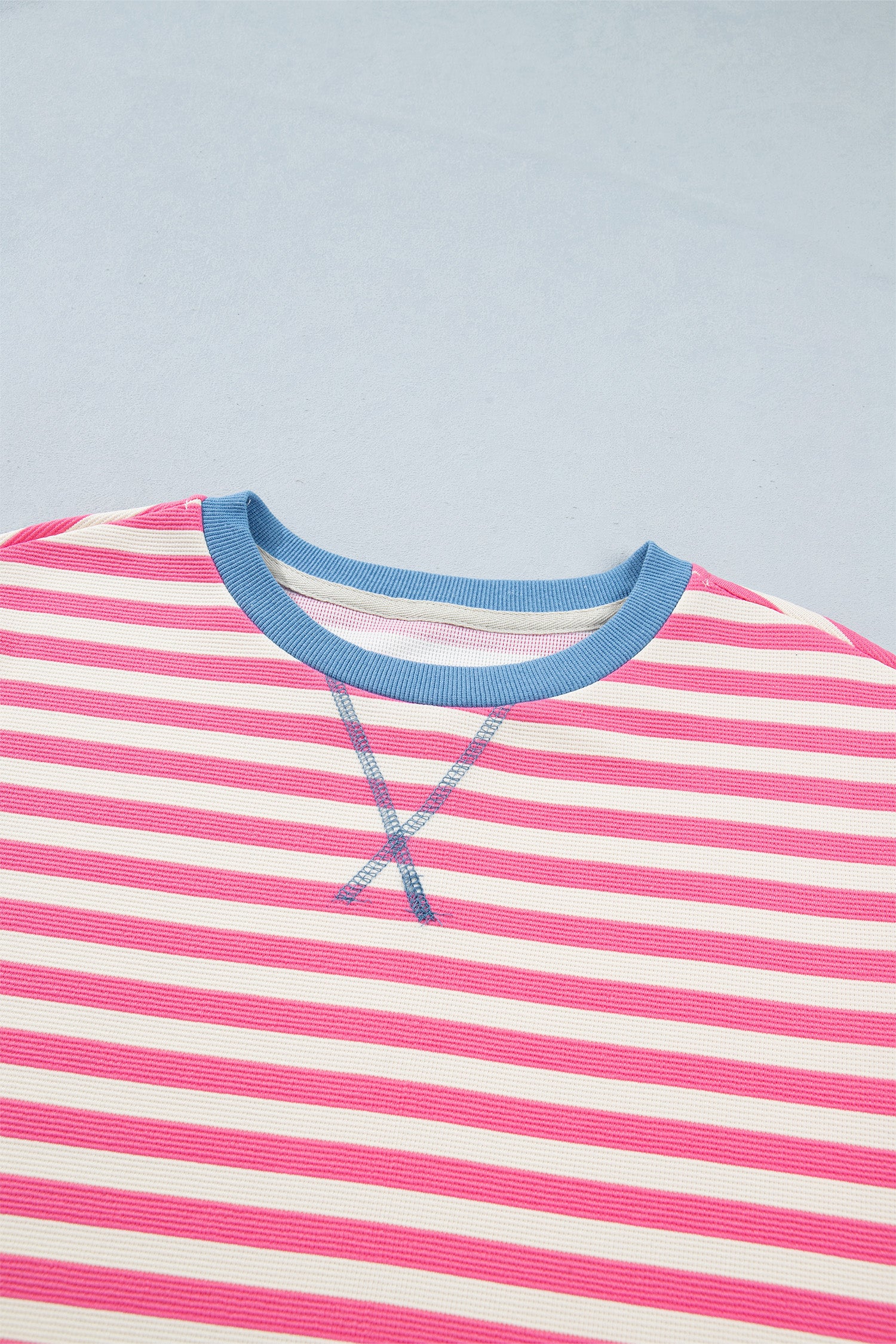 Women's Pink Stripe Patchwork Short Sleeve T-Shirt Shift Dress S-XL