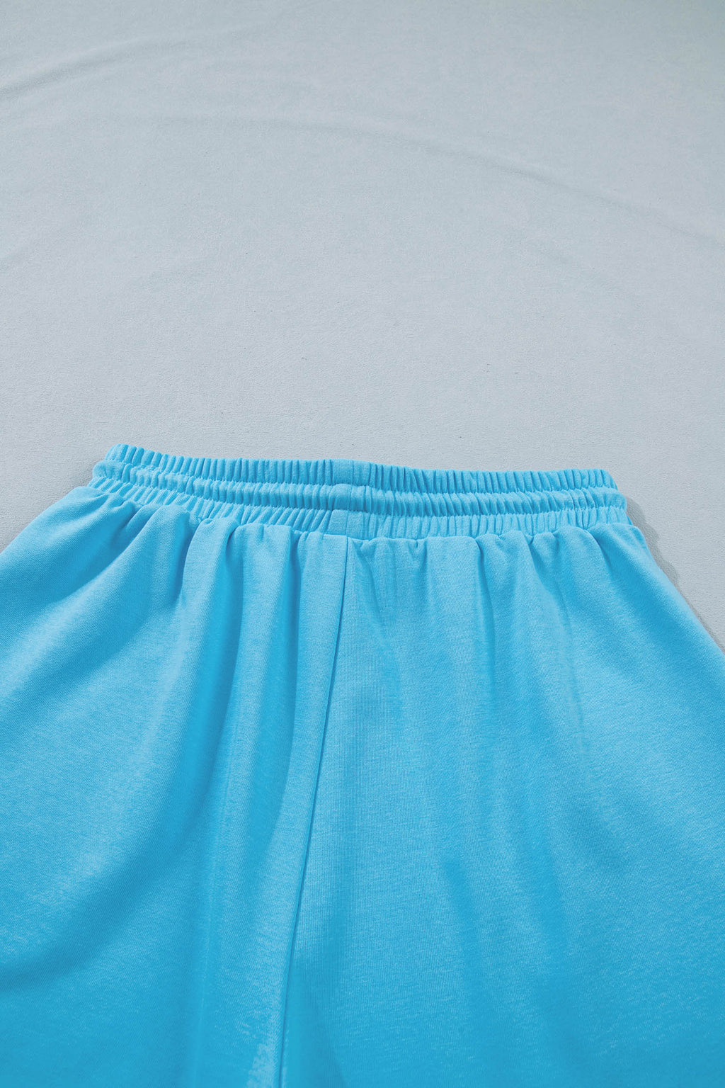 Puffy Loose Top & Drawstring Shorts Set – Smoke Grey & Light Blue