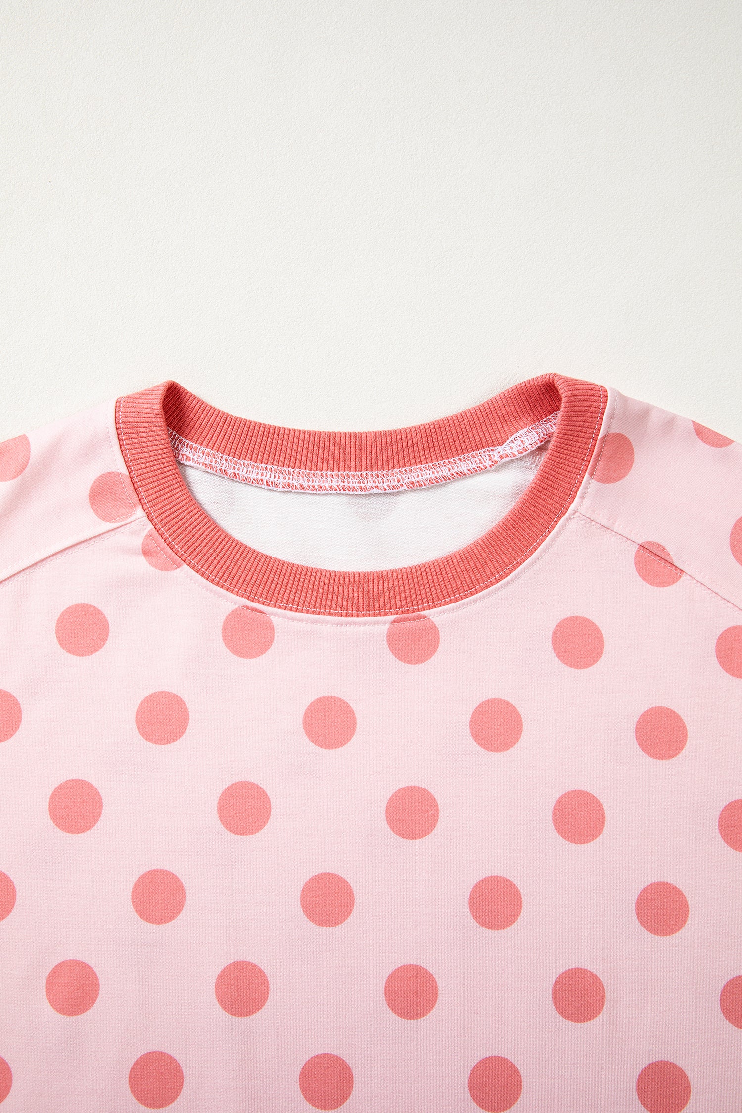 Shop Pink Color Block Trim Polka Dot Casual Tee at LivelyLooks
