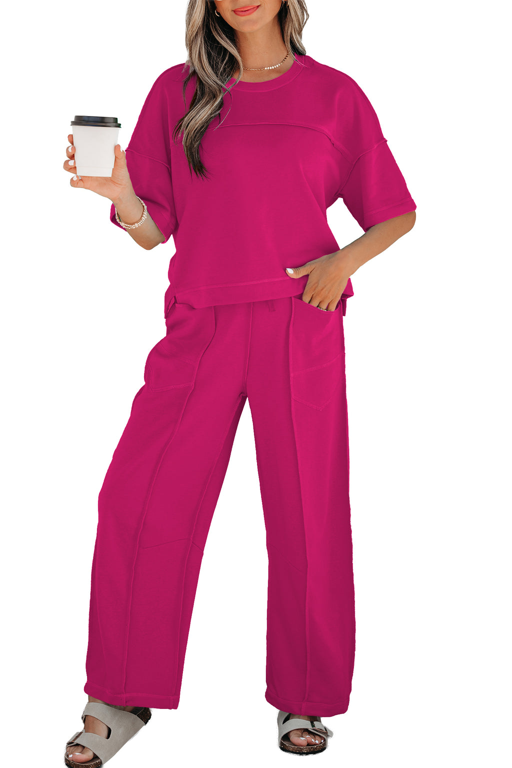 Drop Shoulder Boxy Tee & Barrel Pants Co-ord Set | Multiple Colours | UK 8–26