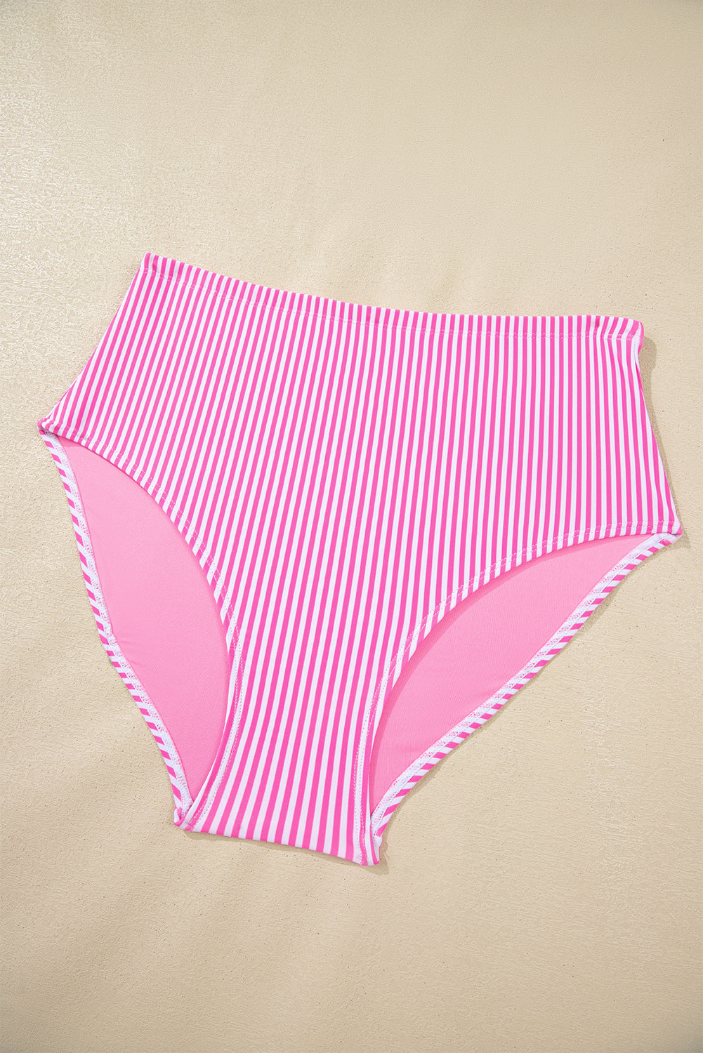 LivelyLooks Pink Stripe Knot Strap High Waist 2-Piece Bikini Set XS-2XL women's fashion