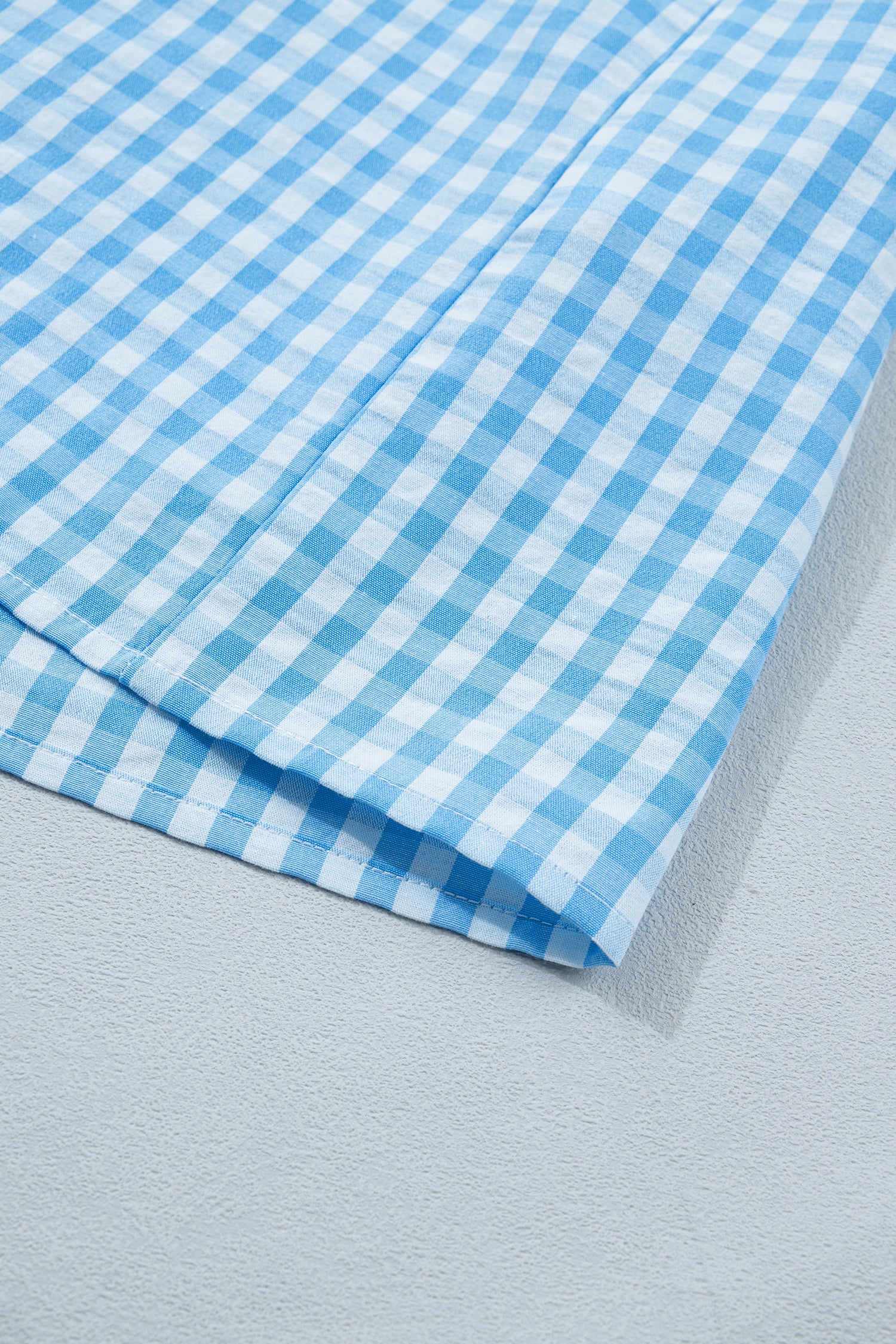 Women's Sky Blue Gingham Knot Back Ruffled Short Sleeve Maxi Dress at LivelyLooks