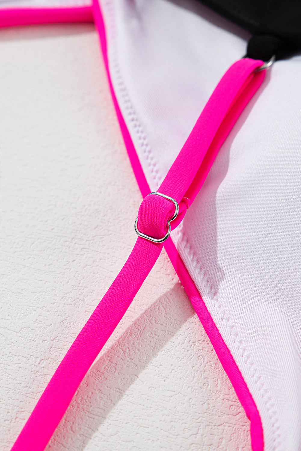 Pink Crossover Colour Block Cutout Monokini Swimsuit | UK 8-22