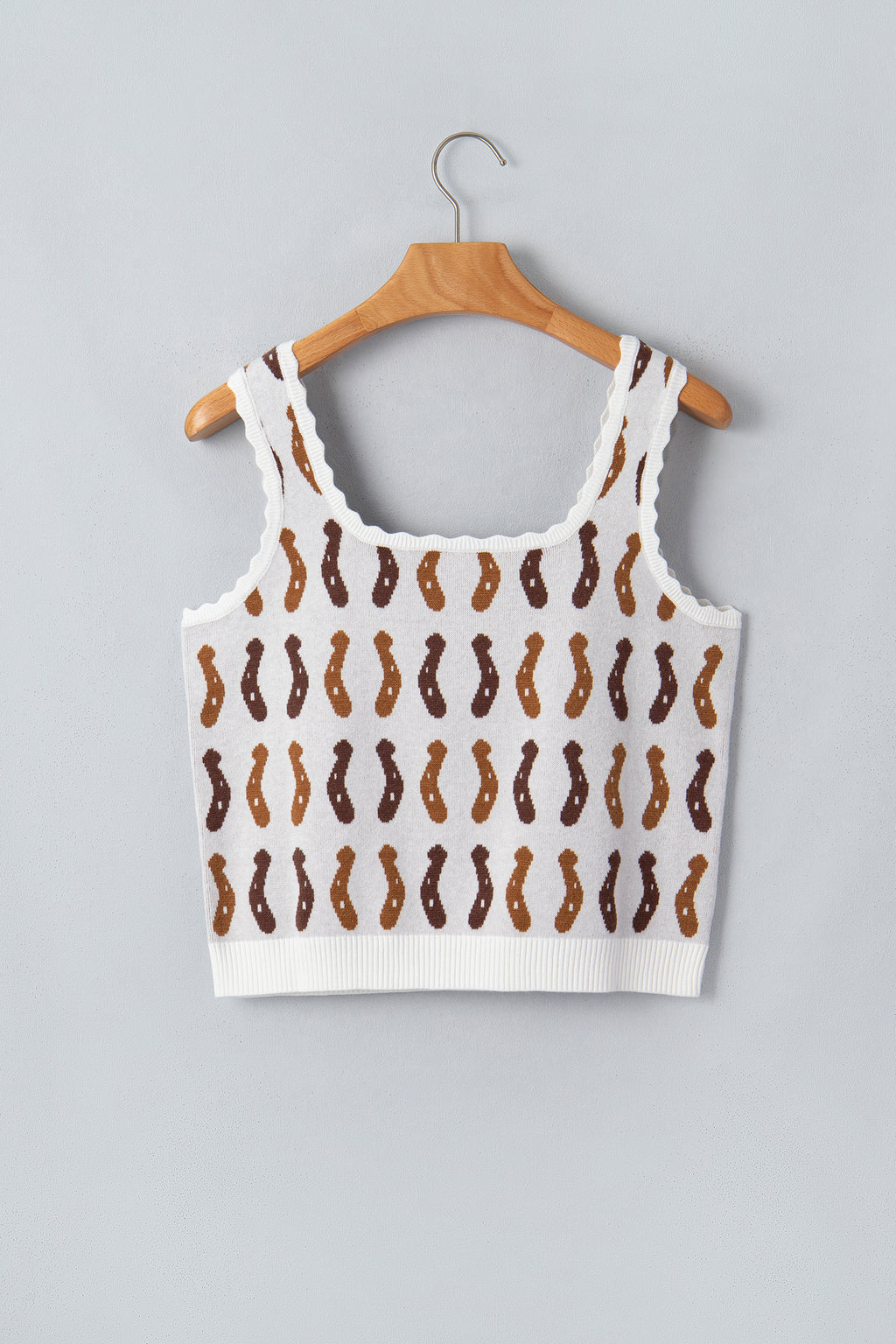 White Western Leopard Print Scalloped Neck Sweater Vest | UK 8-22