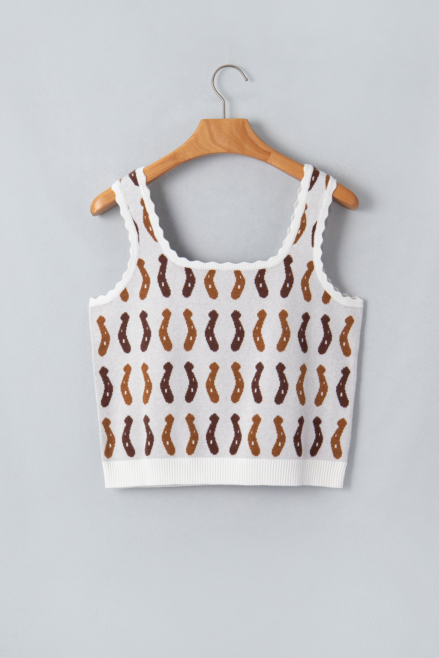 White Western Leopard Print Scalloped Neck Sweater Vest | UK 8-22