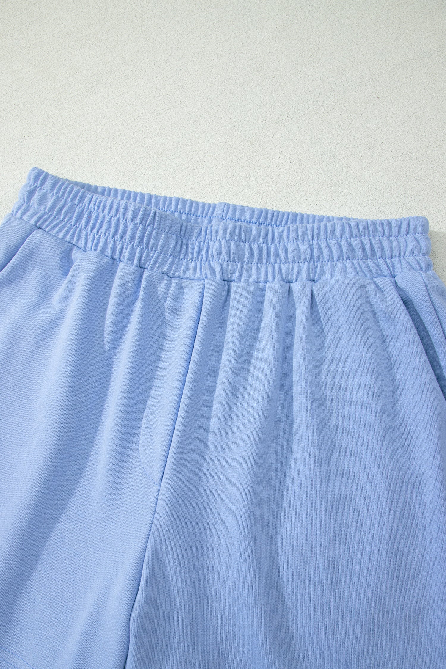 Half Zip Ruffled Short Set – Sky Blue & Coral Paradise