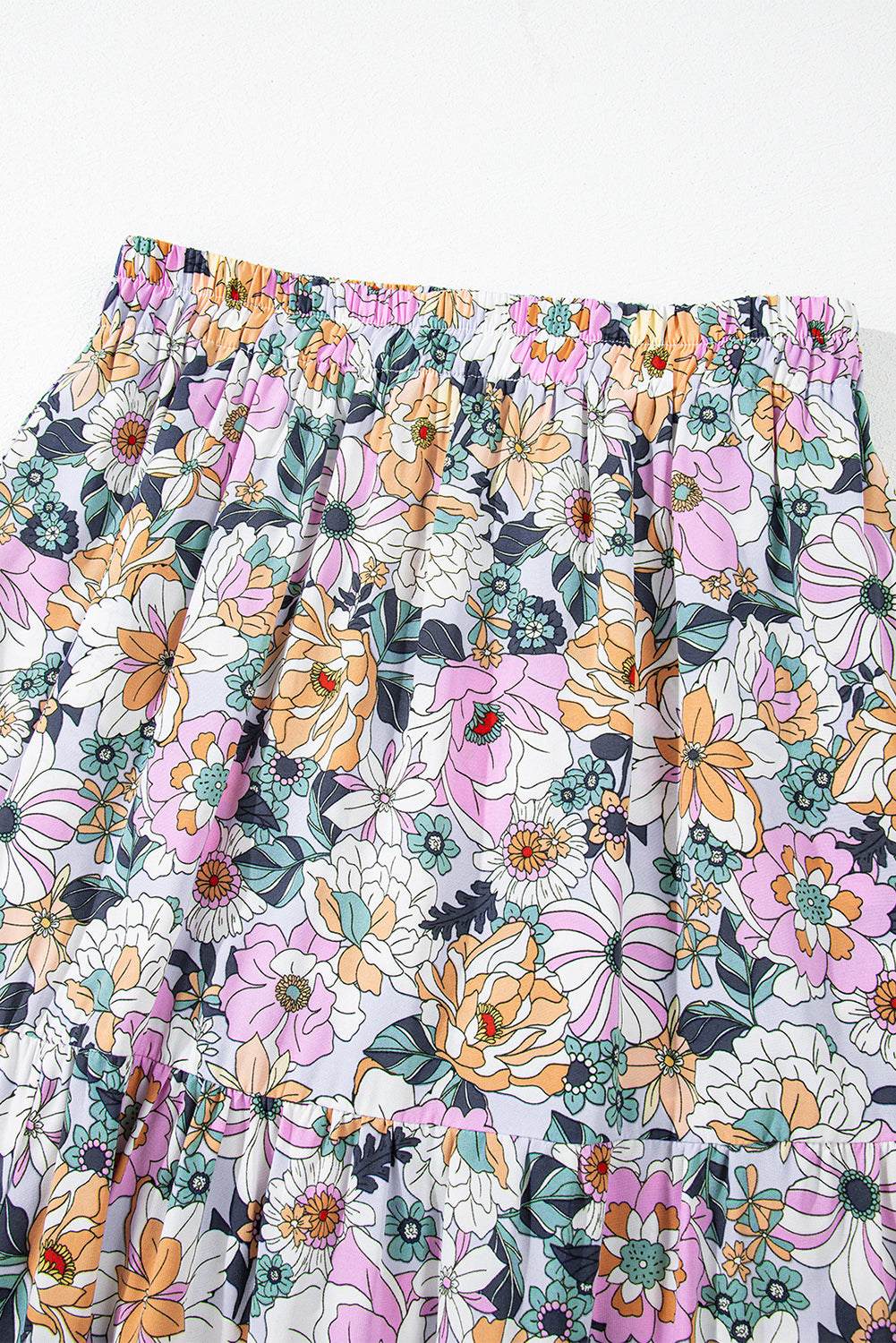 Bohemian Floral Print Tiered Split Maxi Skirt
