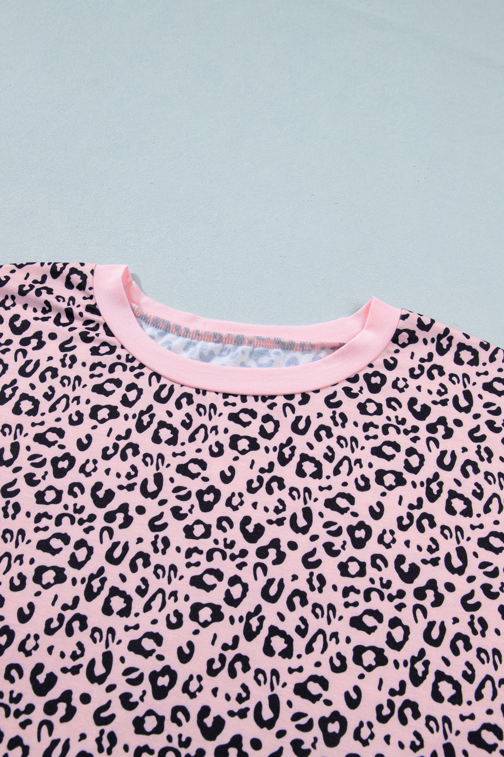 Women's Pink Leopard Striped Contrast Patchwork Plus Size Tee at LivelyLooks
