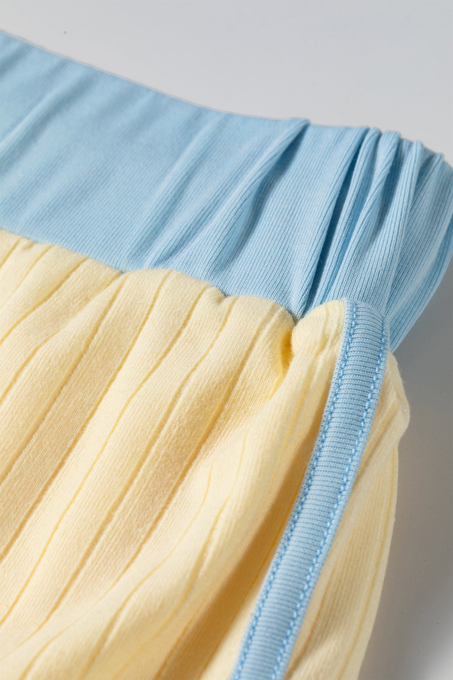 Yellow Ribbed Knit Colour Block Tee & Drawstring Skirt Set | UK 8–22