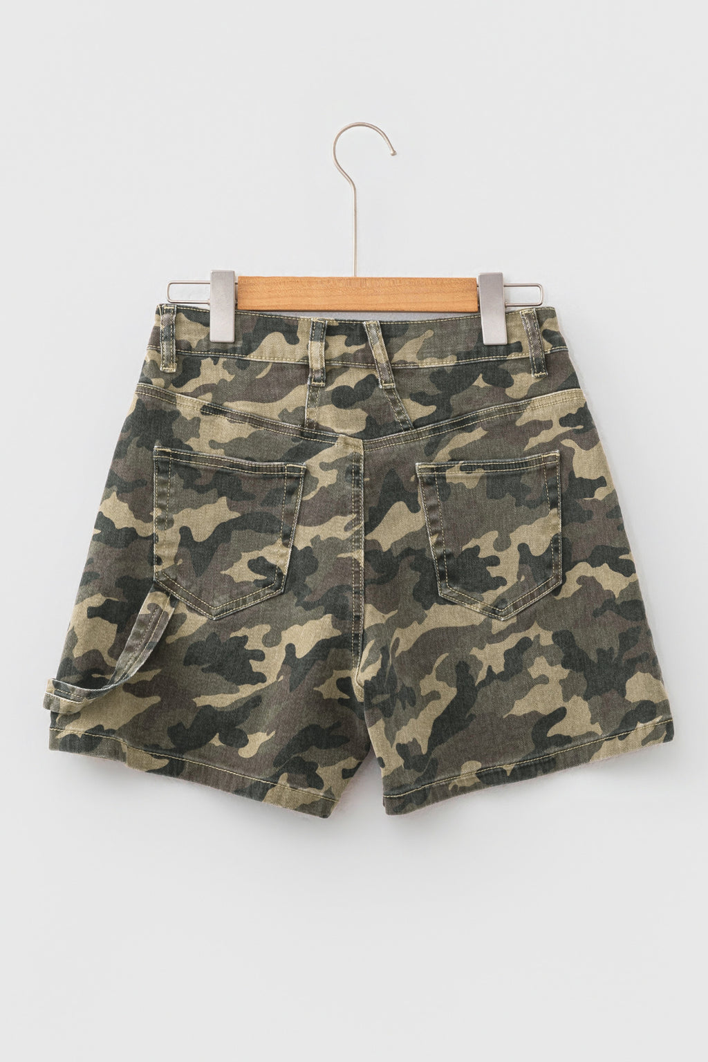 Green Camouflage High Rise Denim Shorts | UK Sizes 4-16