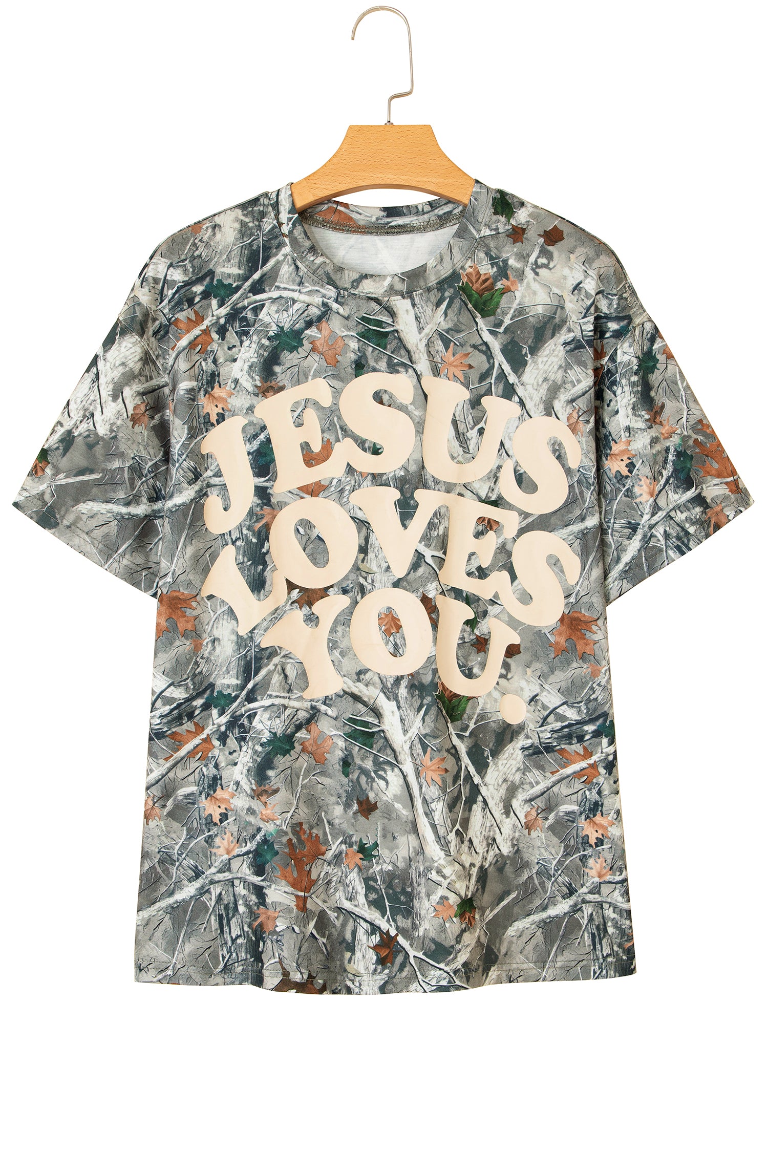 Beige & Pink Camo Love Like Jesus Graphic Casual Tee