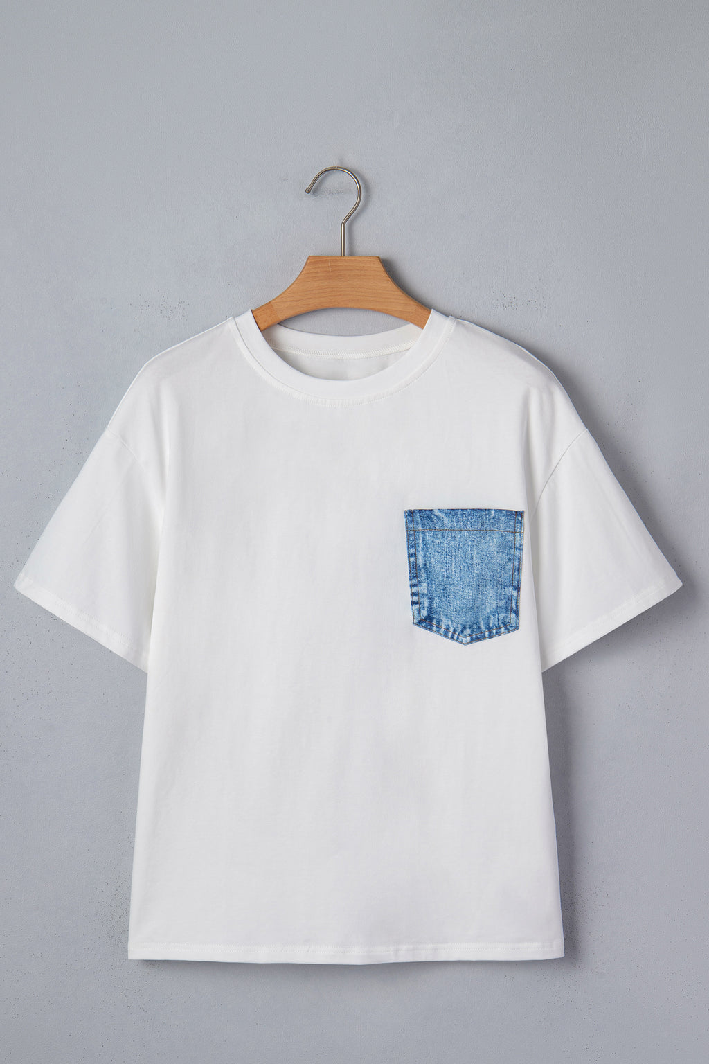 Shop Sail Blue Colour Block Chest Pocket Casual Short Sleeve Top at LivelyLooks