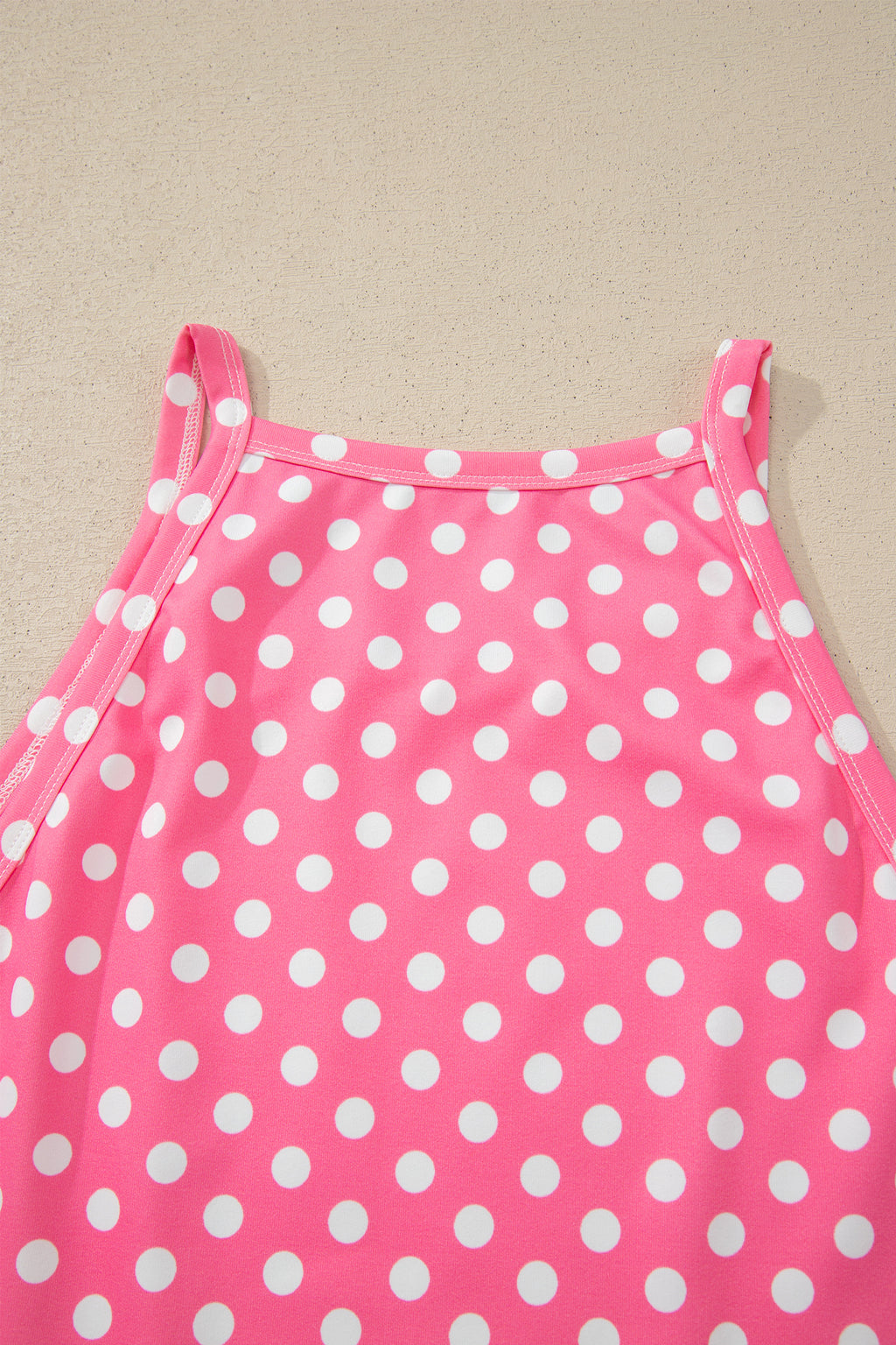 Polka Dot Halter Tank & Wide Leg Pants 2-Piece Set Blue & Pink