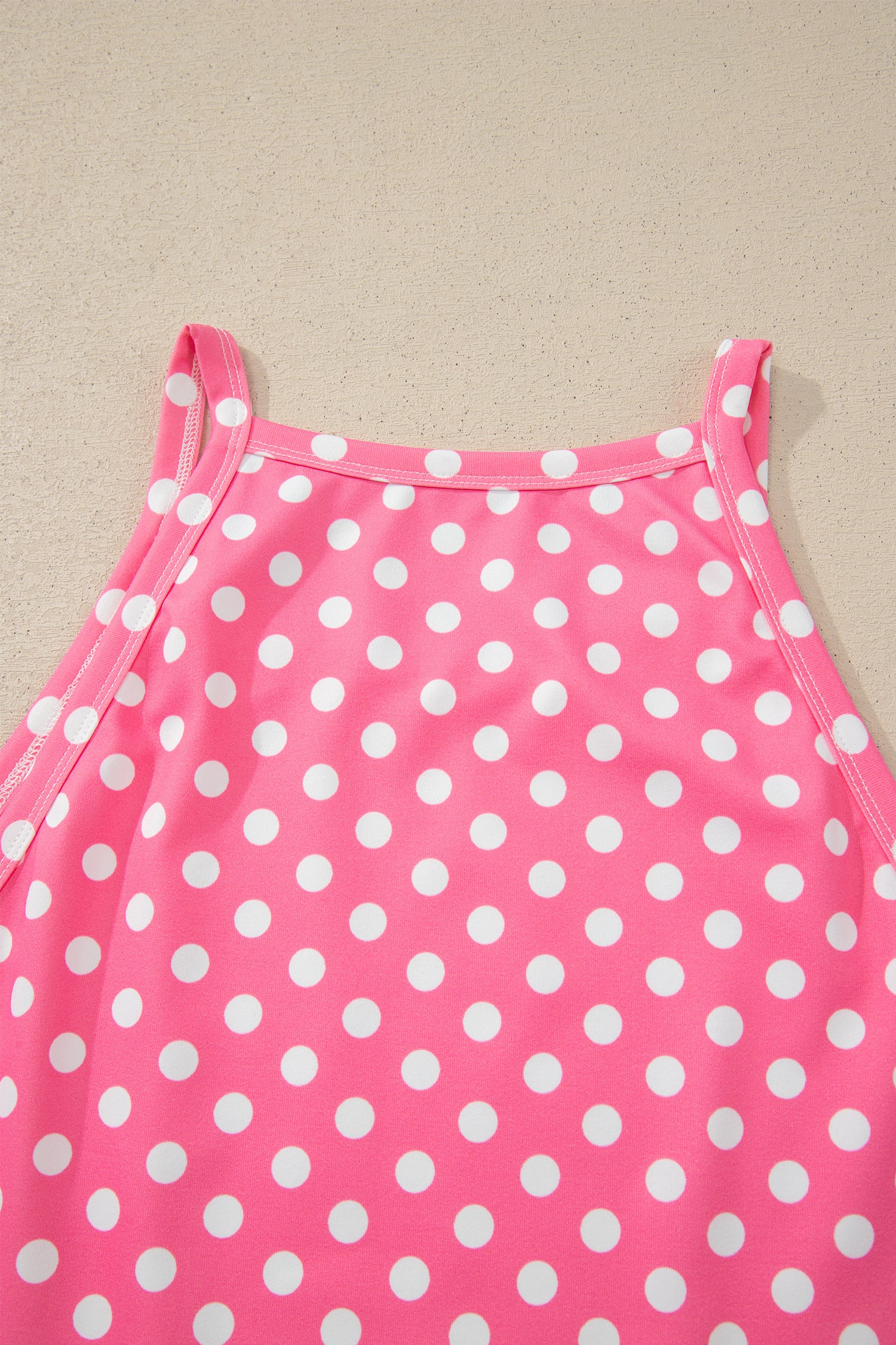 Polka Dot Halter Tank & Wide Leg Pants 2-Piece Set Blue & Pink