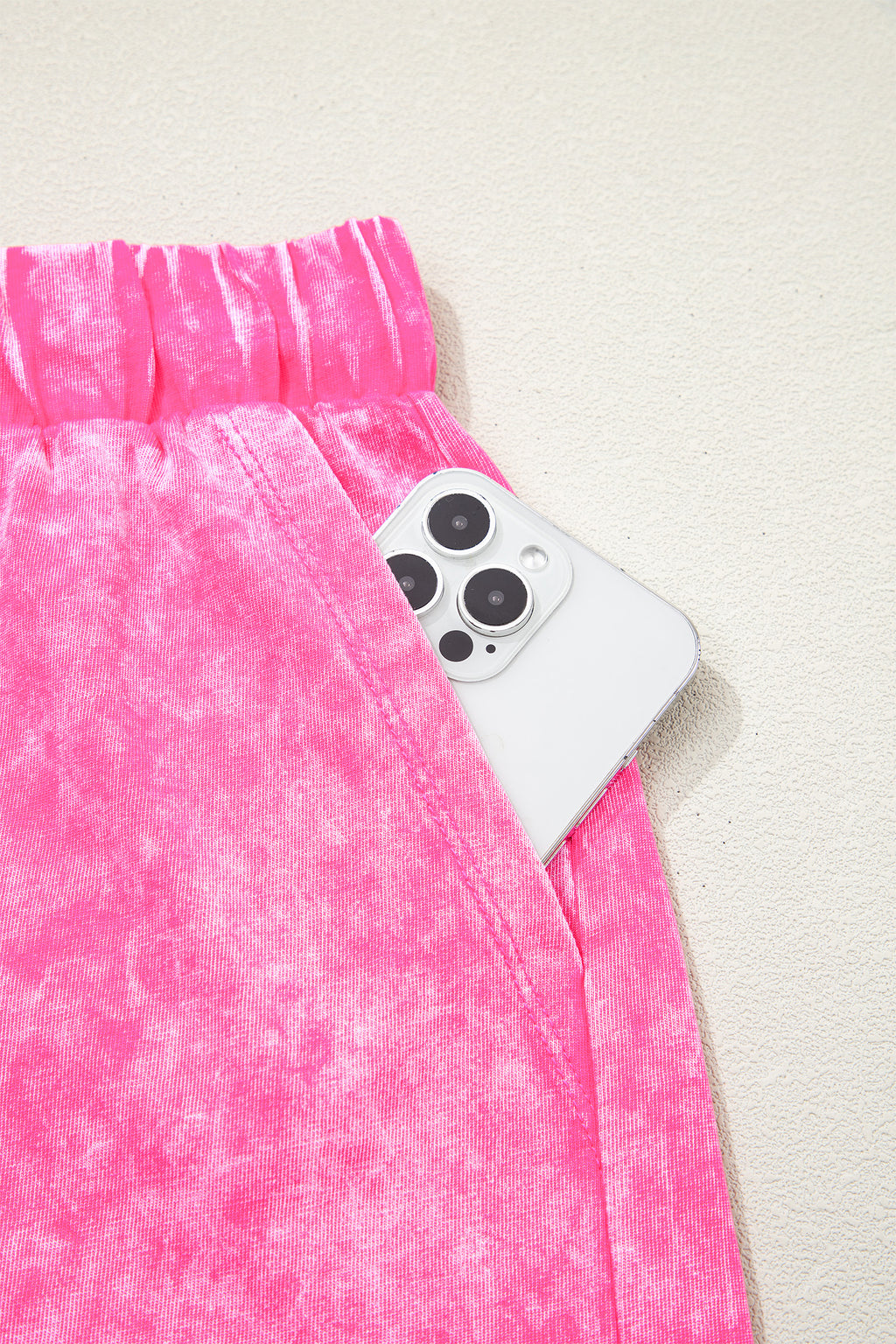 LivelyLooks Women's Mineral Wash Cotton Crew Neck Tee & Shorts Set Pink S-XL women's fashion