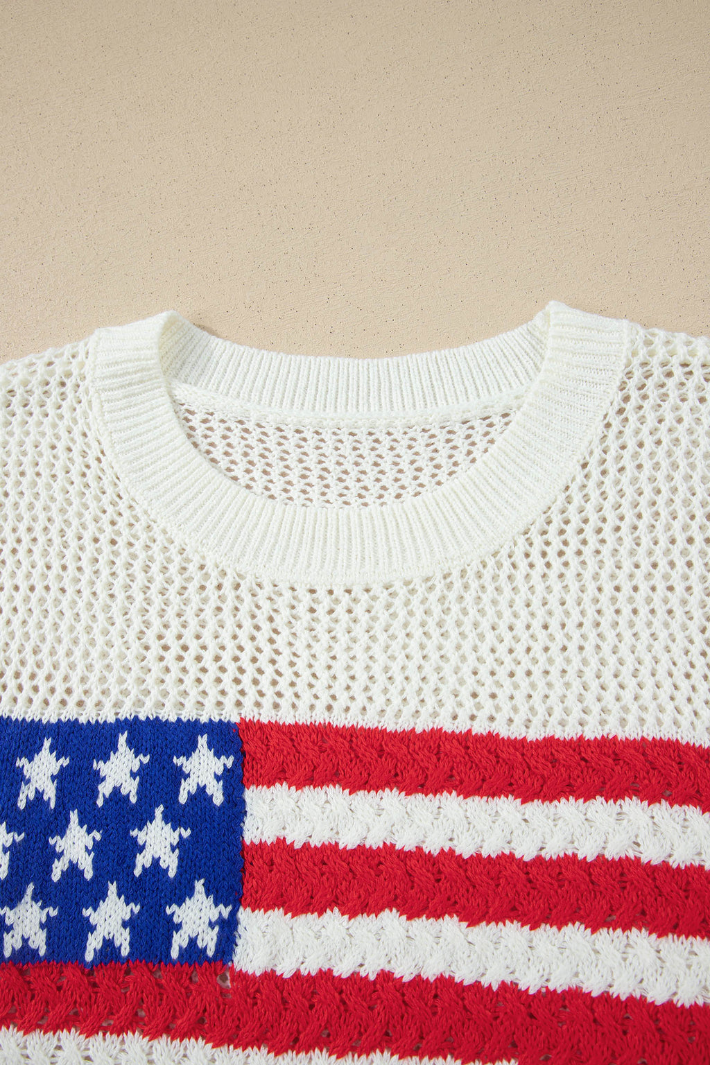 Women's Fiery Red Flag Graphic Short Sleeve Sweater Top at LivelyLooks