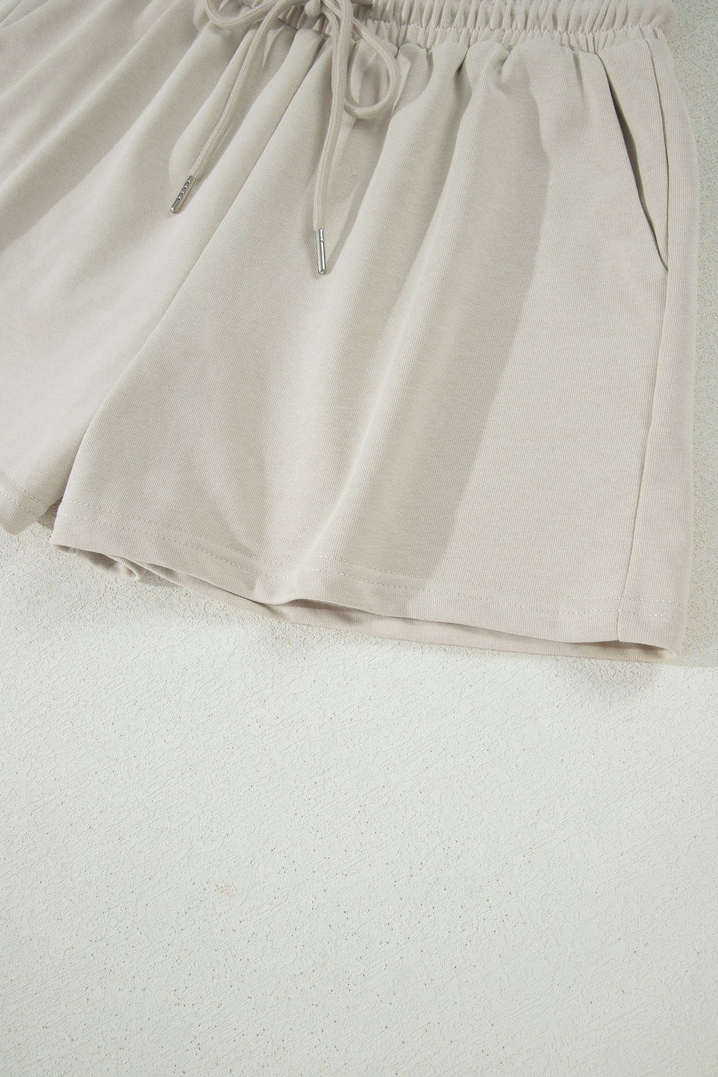 Puffy Loose Top & Drawstring Shorts Set – Smoke Grey & Light Blue