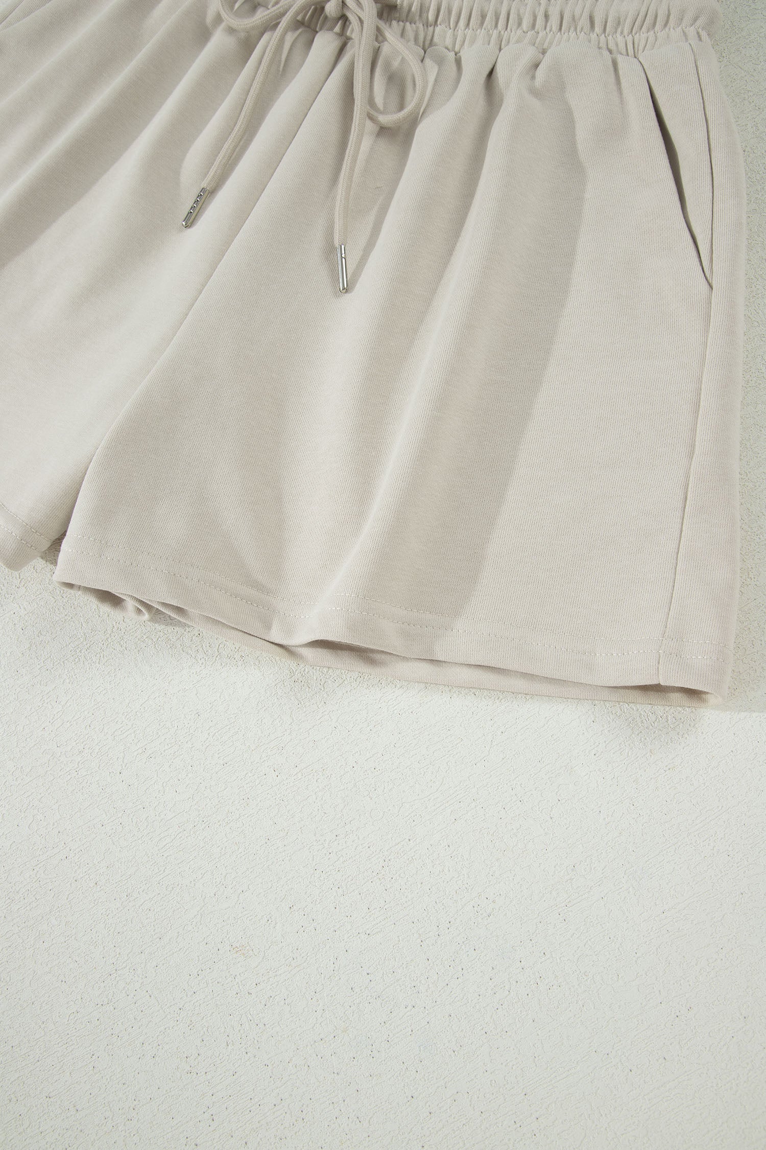Puffy Loose Top & Drawstring Shorts Set – Smoke Grey & Light Blue