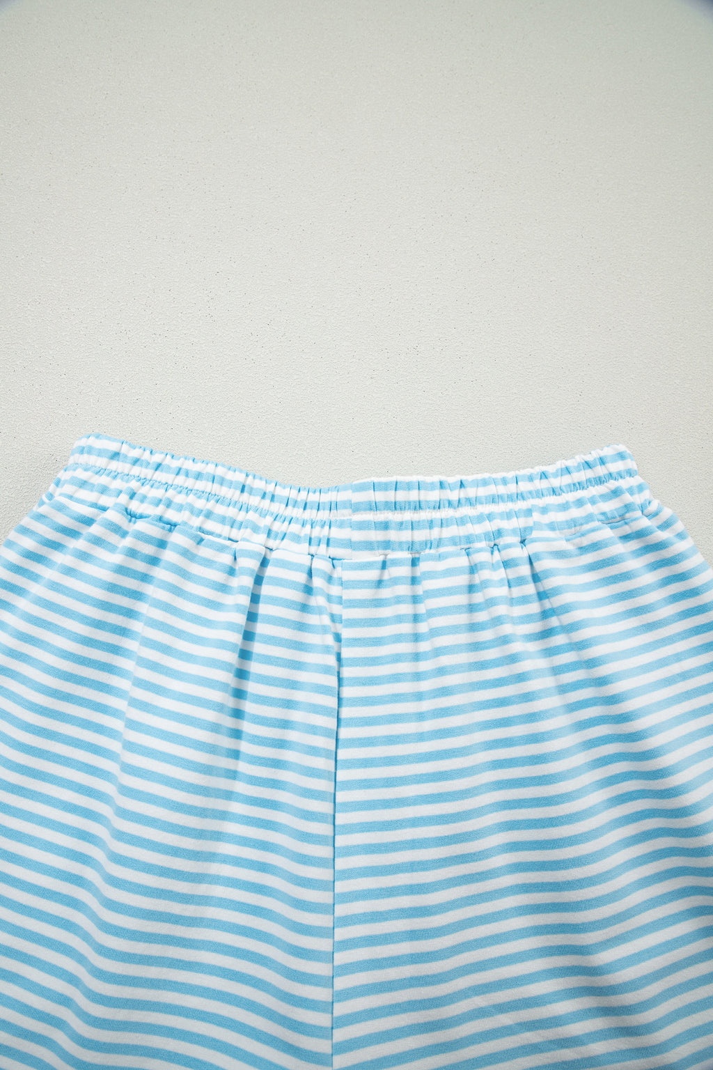 Striped Oversized Mock Neck Sweatshirt & Shorts Co-ord Set | Blue, Pink, Green | S-XL