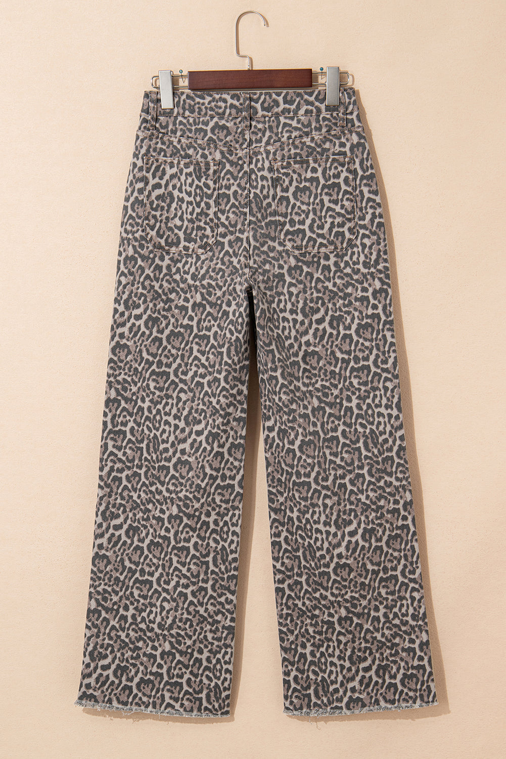 Leopard Print Wide Leg High Waist Jeans | Brown, Grey, Blue & Pink