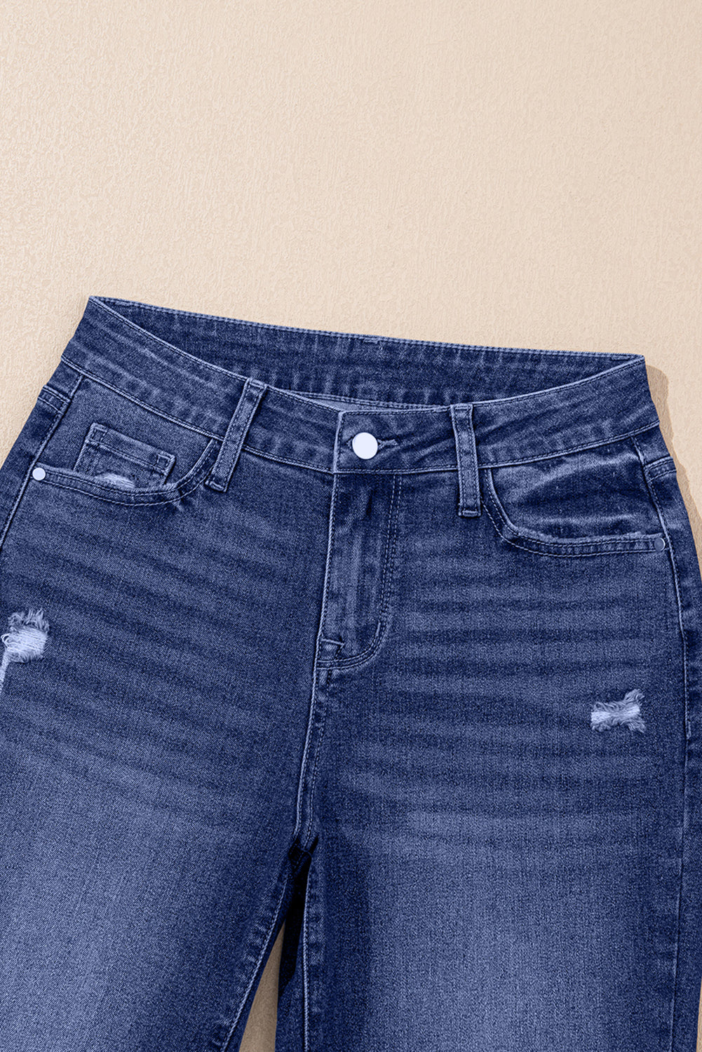Women's Women's Distressed Straight Jeans Folded Cuffs High Waist Western Sizes 4-16 at LivelyLooks