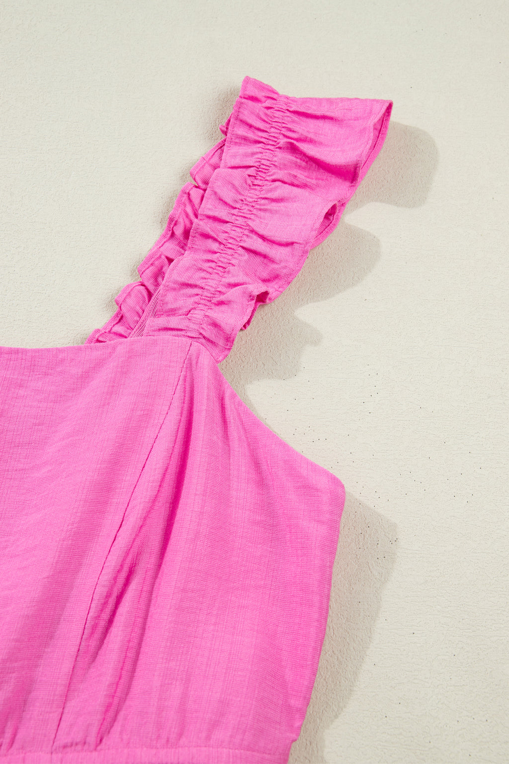 Women's Bonbon Solid Colour Ruffle Trim High Waist Sleeveless Maxi Dress at LivelyLooks