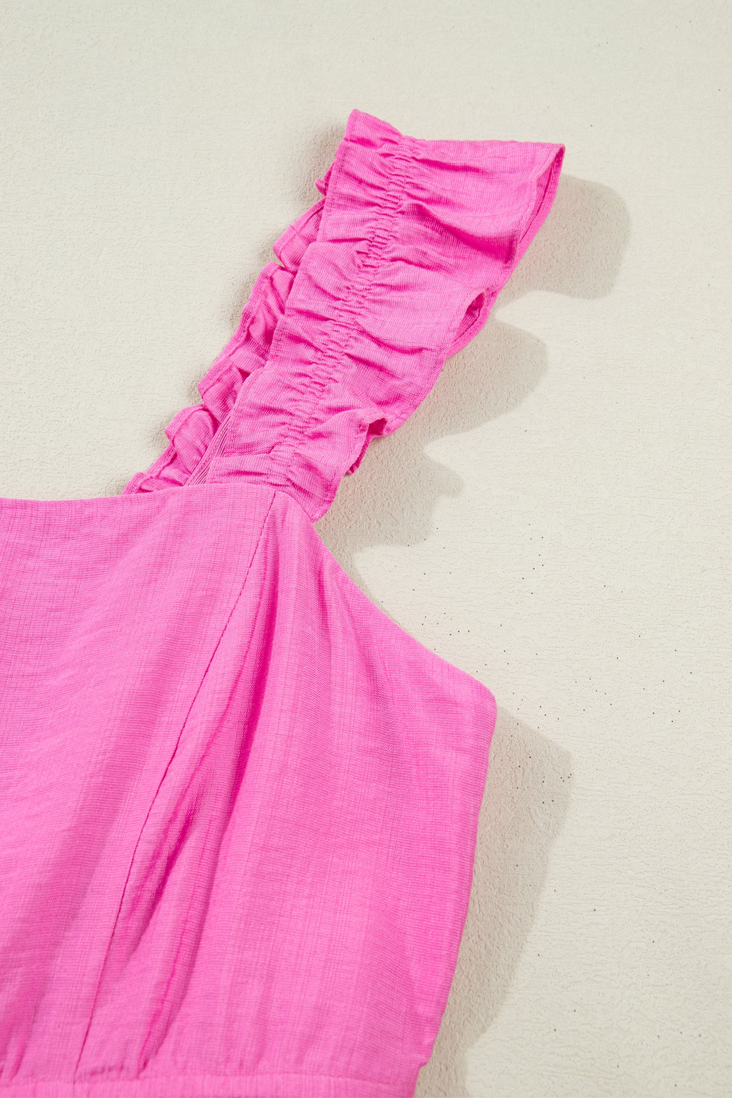 Women's Bonbon Solid Colour Ruffle Trim High Waist Sleeveless Maxi Dress at LivelyLooks