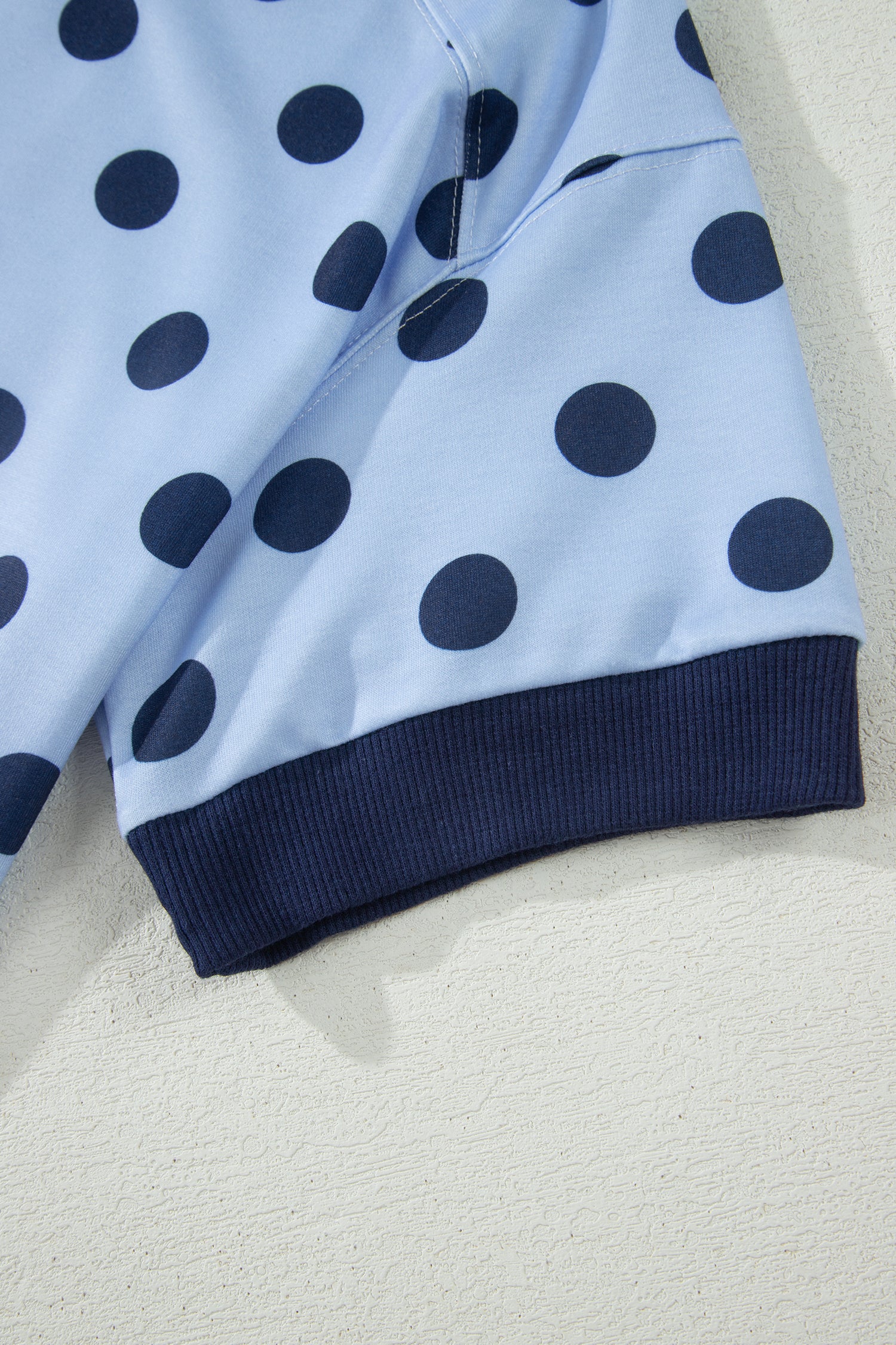 LivelyLooks Pink Color Block Trim Polka Dot Casual Tee women's fashion