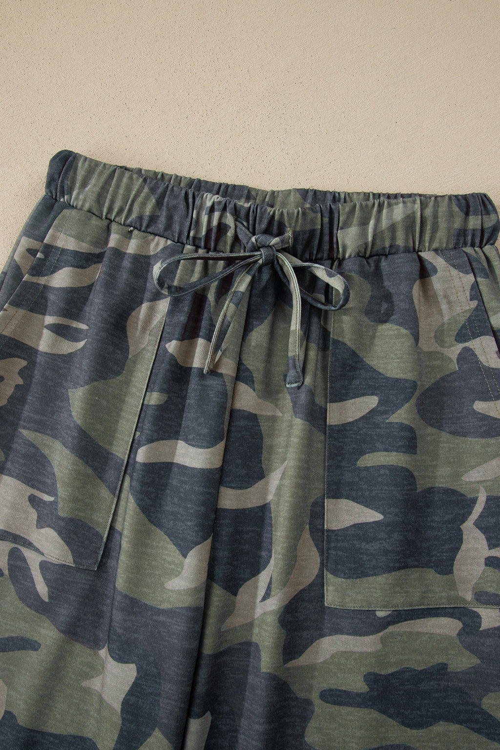 Women's Green Camo Sleeveless Tank & Drawstring Trouser Co-ord Set at LivelyLooks